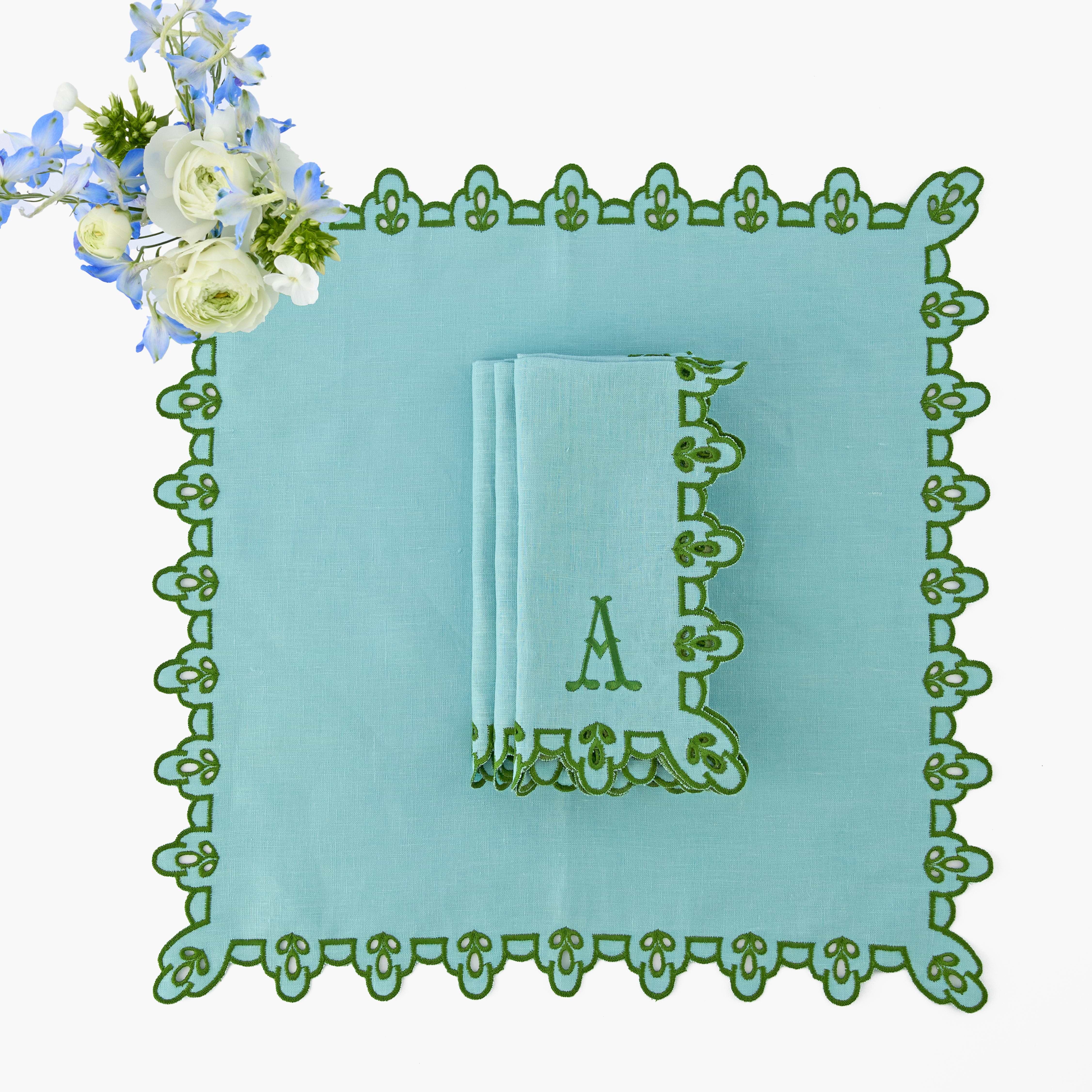 Blue & Green Sophia Placemats & Napkins (Set of 4)