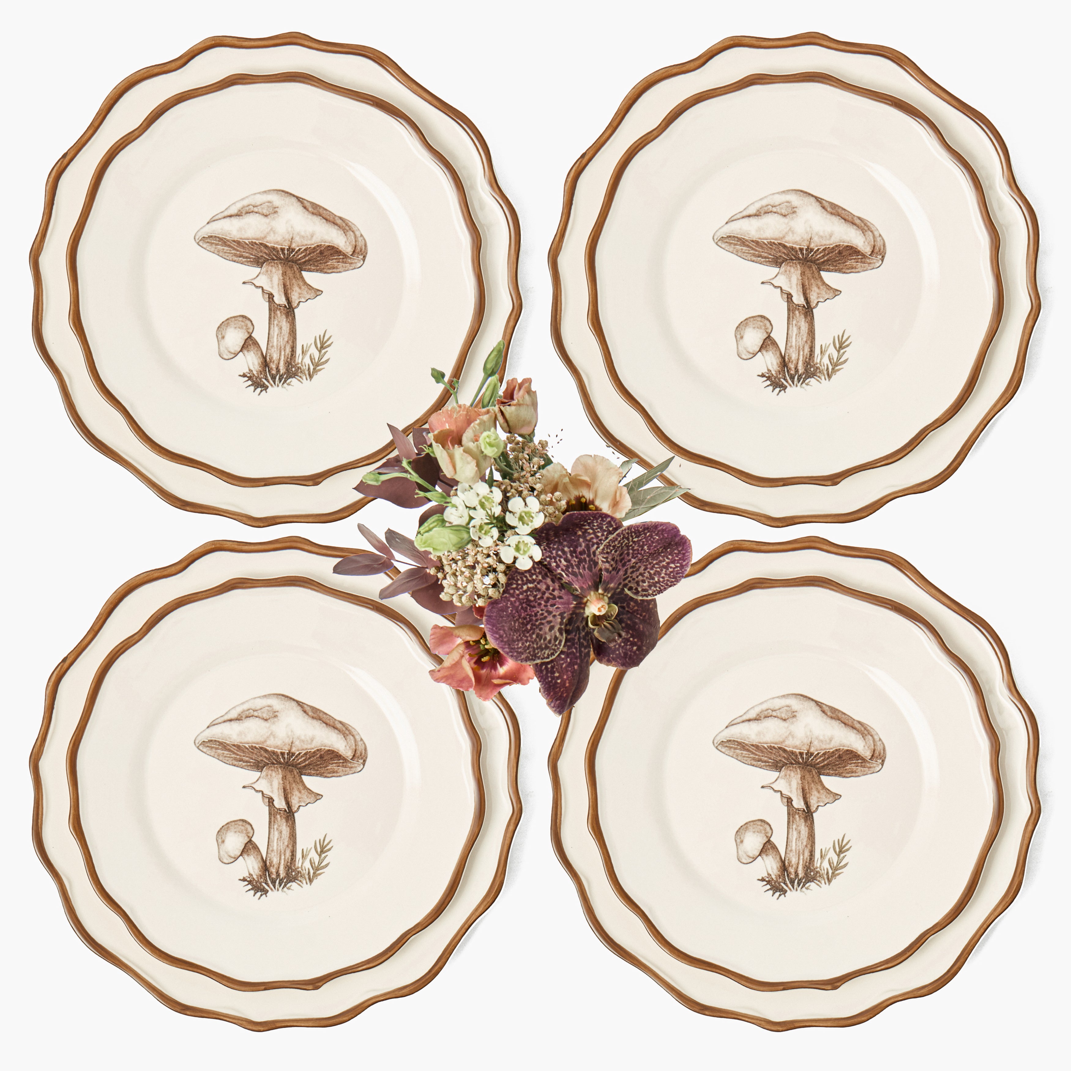 Mushroom Dinner & Starter Plates (Set of 8)