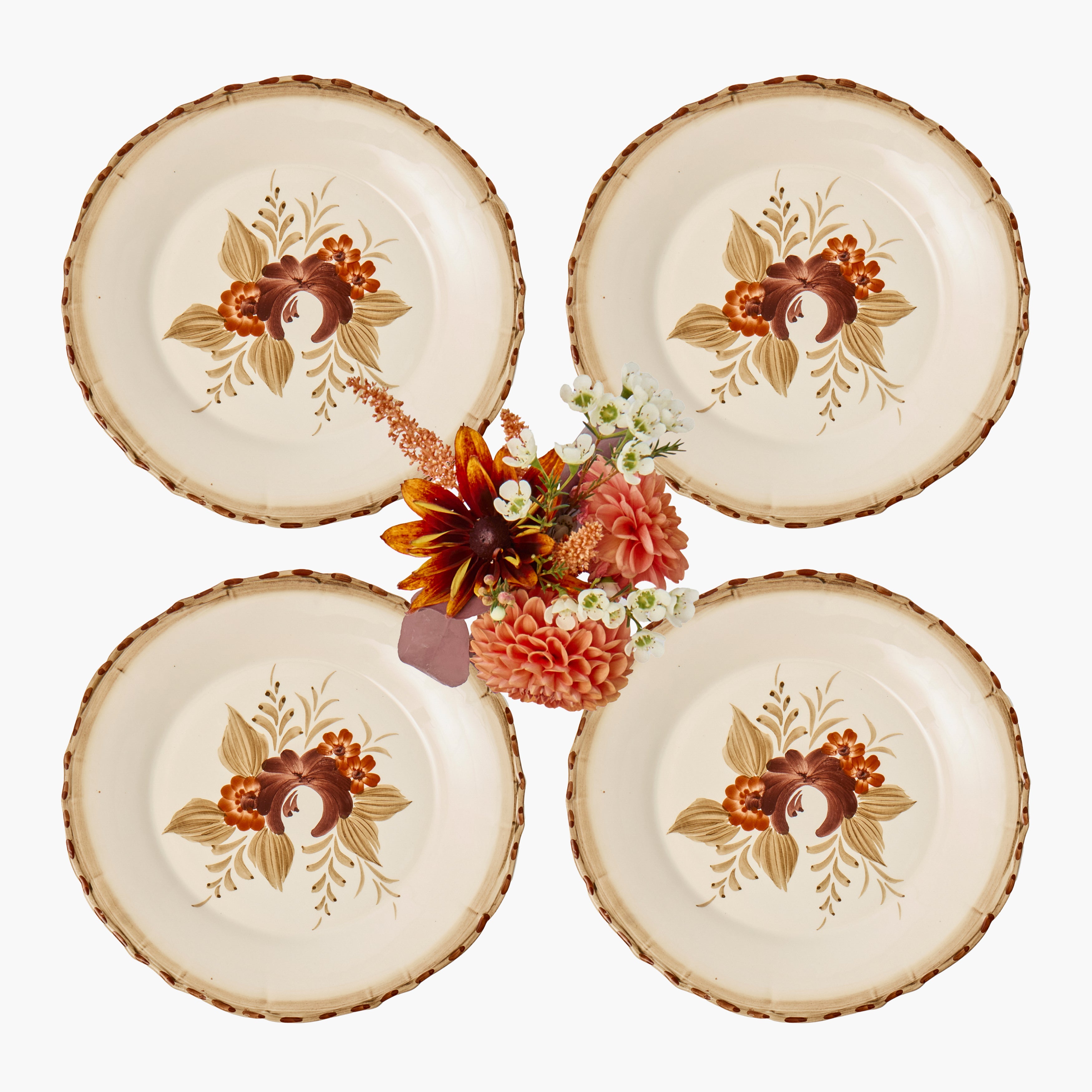 Mustard & Chocolate Garland Dinner Plates (Set of 4)