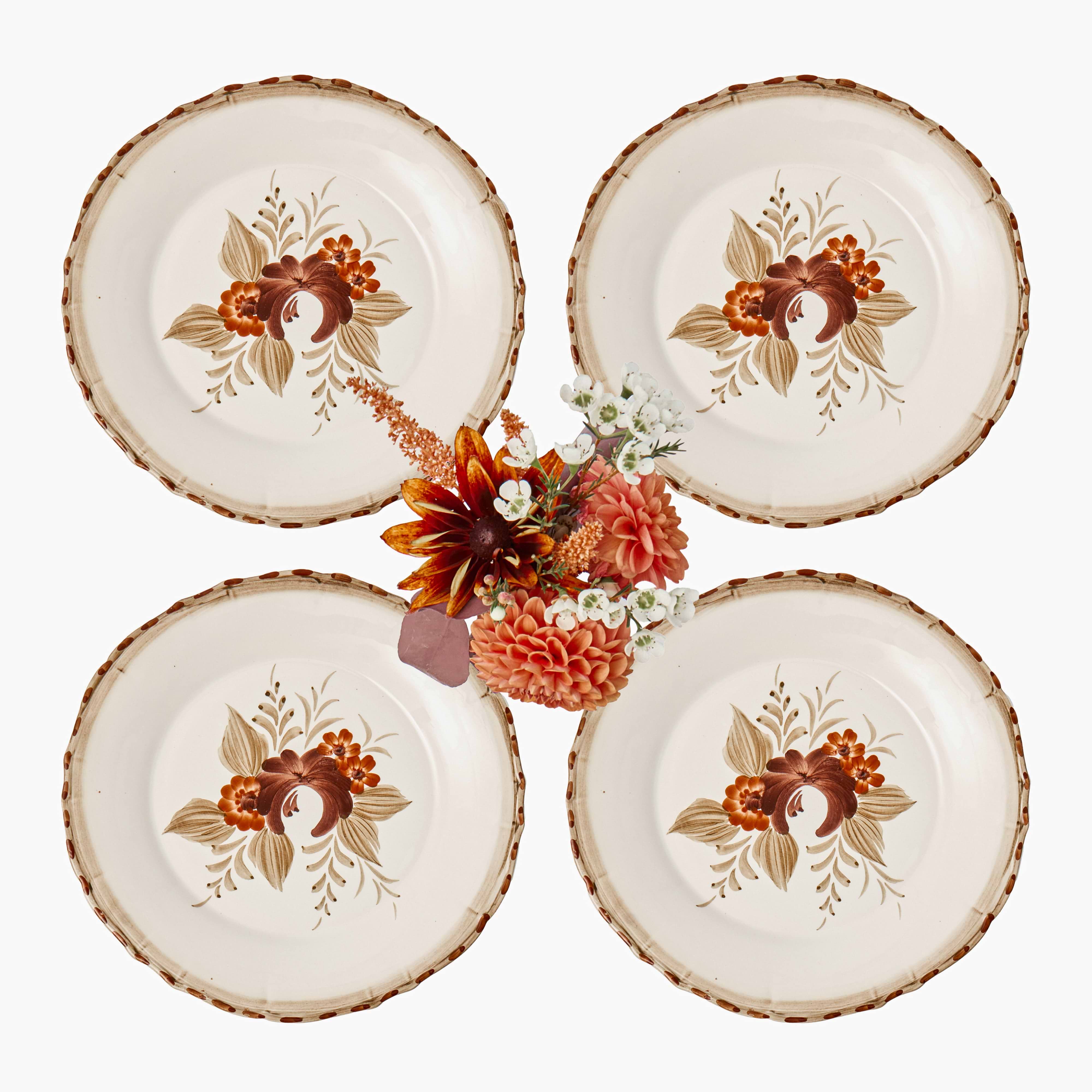Mustard & Chocolate Garland Dinner Plates (Set of 4)