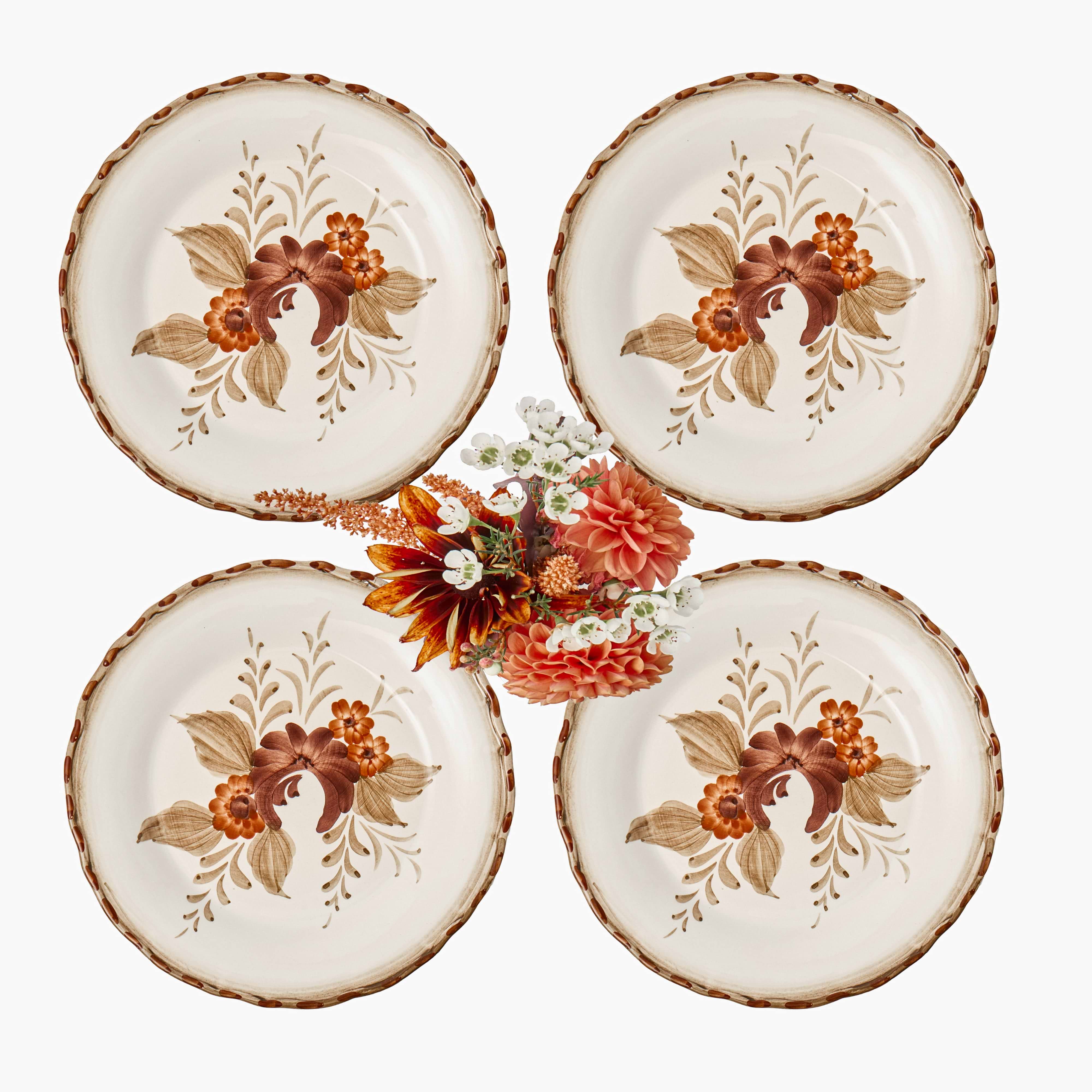 Mustard & Chocolate Garland Starter Plates (Set of 4)
