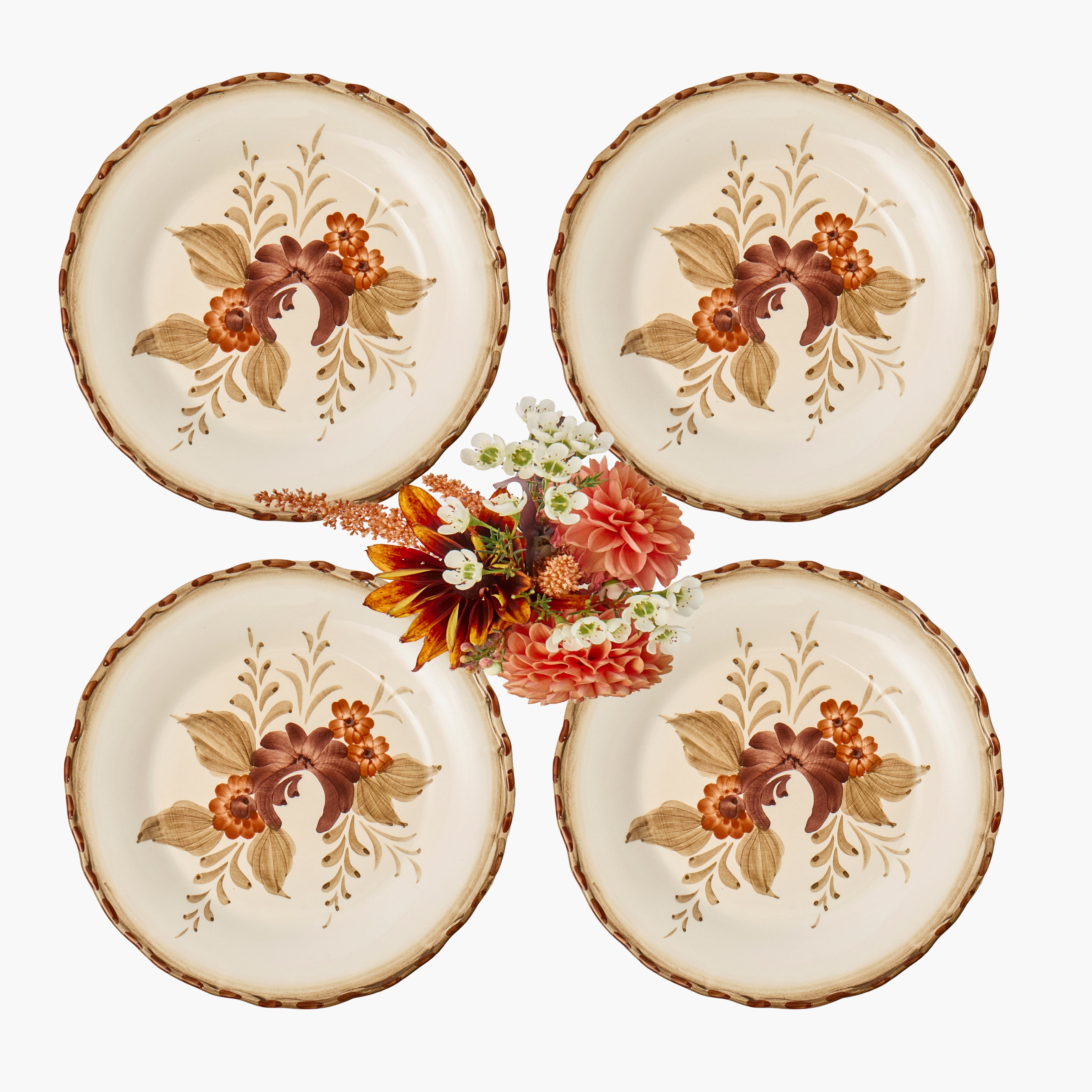Mustard & Chocolate Garland Starter Plates (Set of 4)
