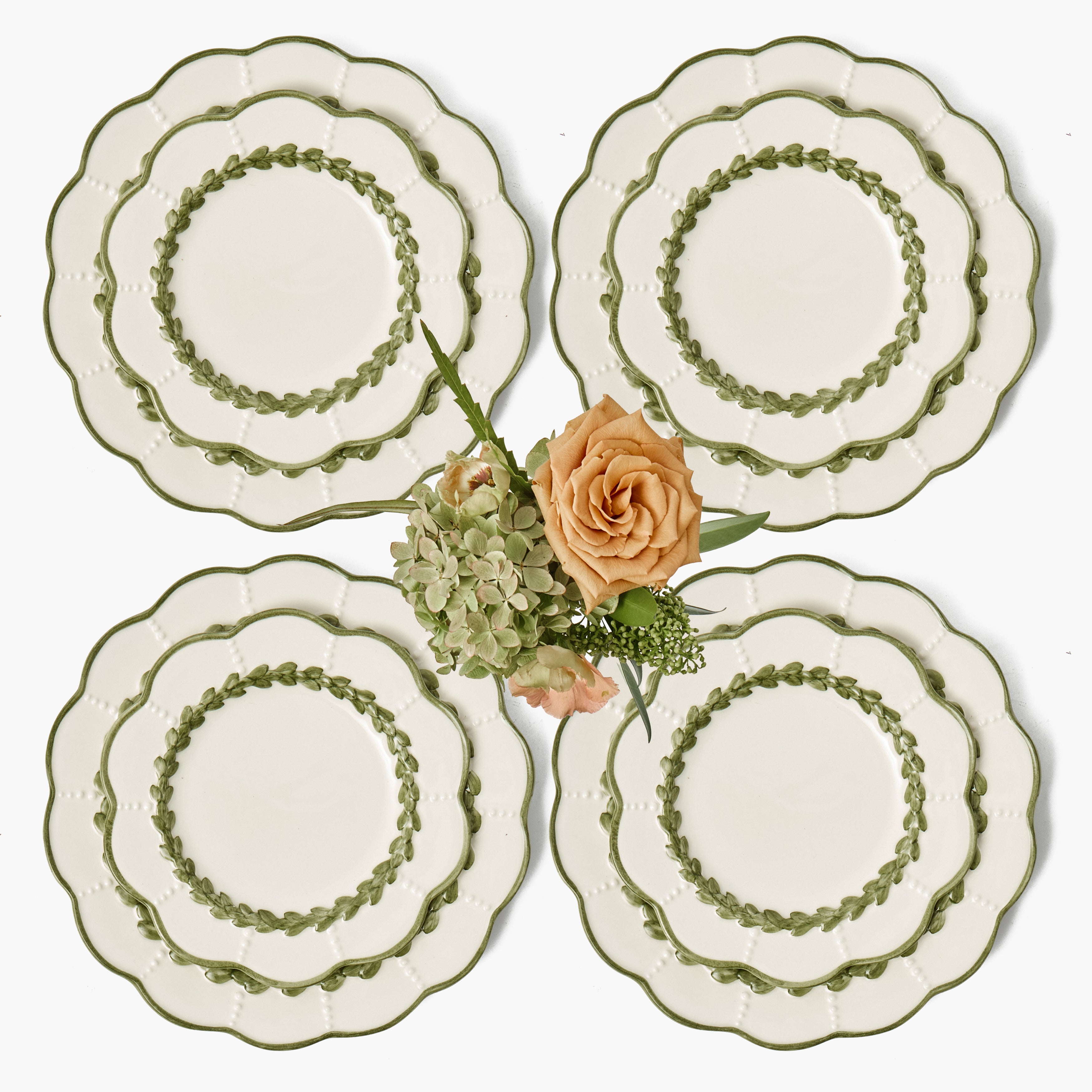 Olive Laurel Dinner & Starter Plates (Set of 8)