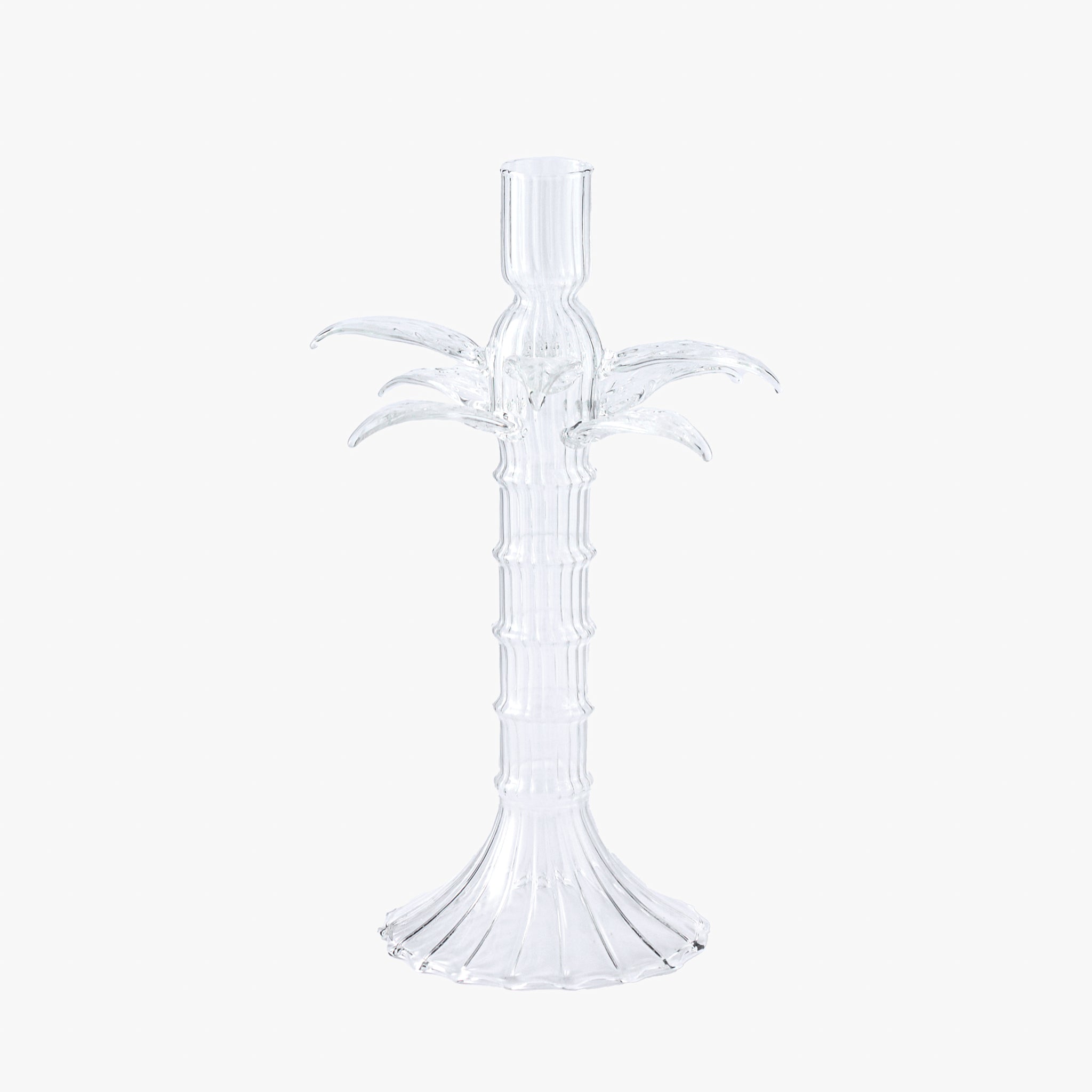 Small Palm Tree Glass Candle Holders (Pair)