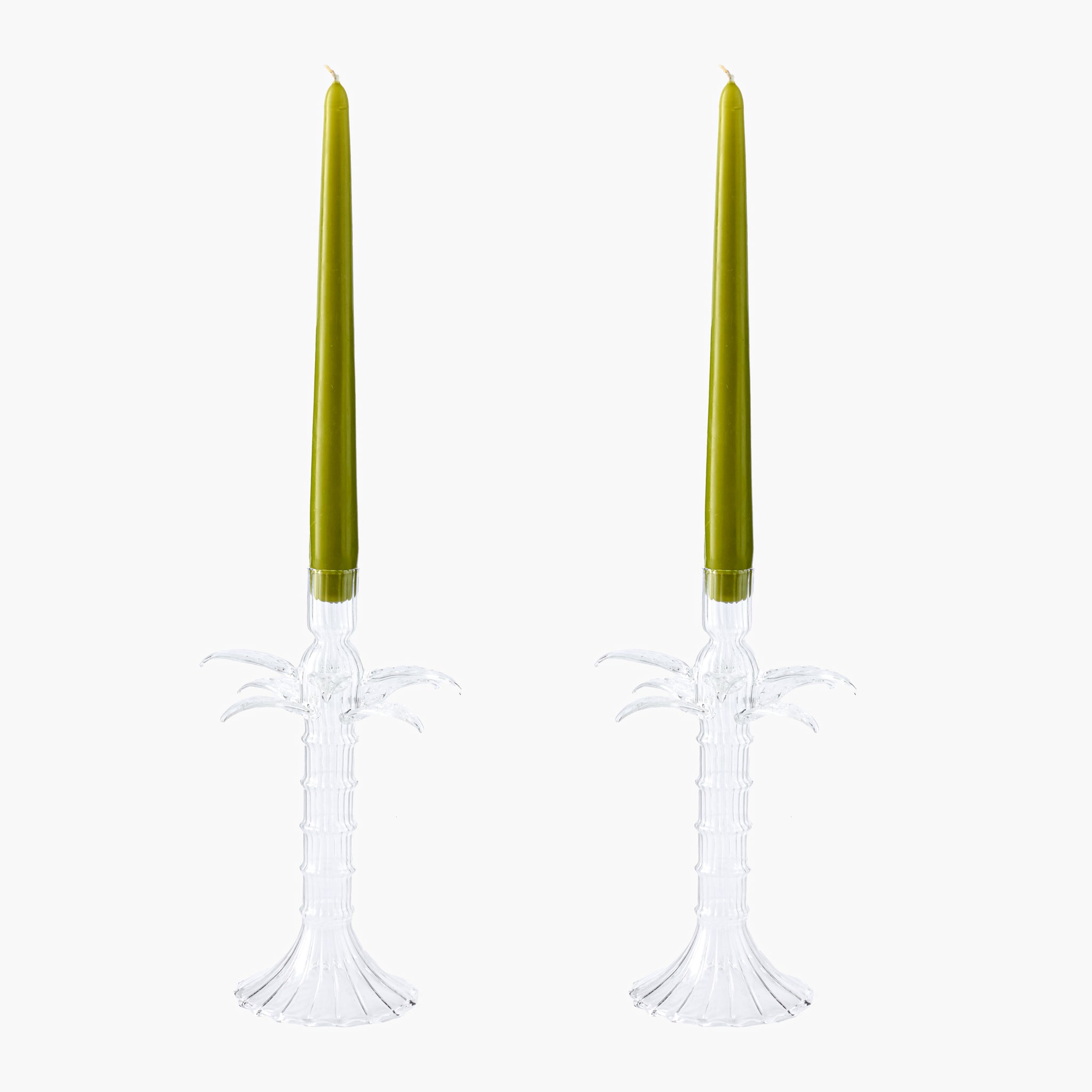 Palm Tree Glass Candle Set (Apple Green)