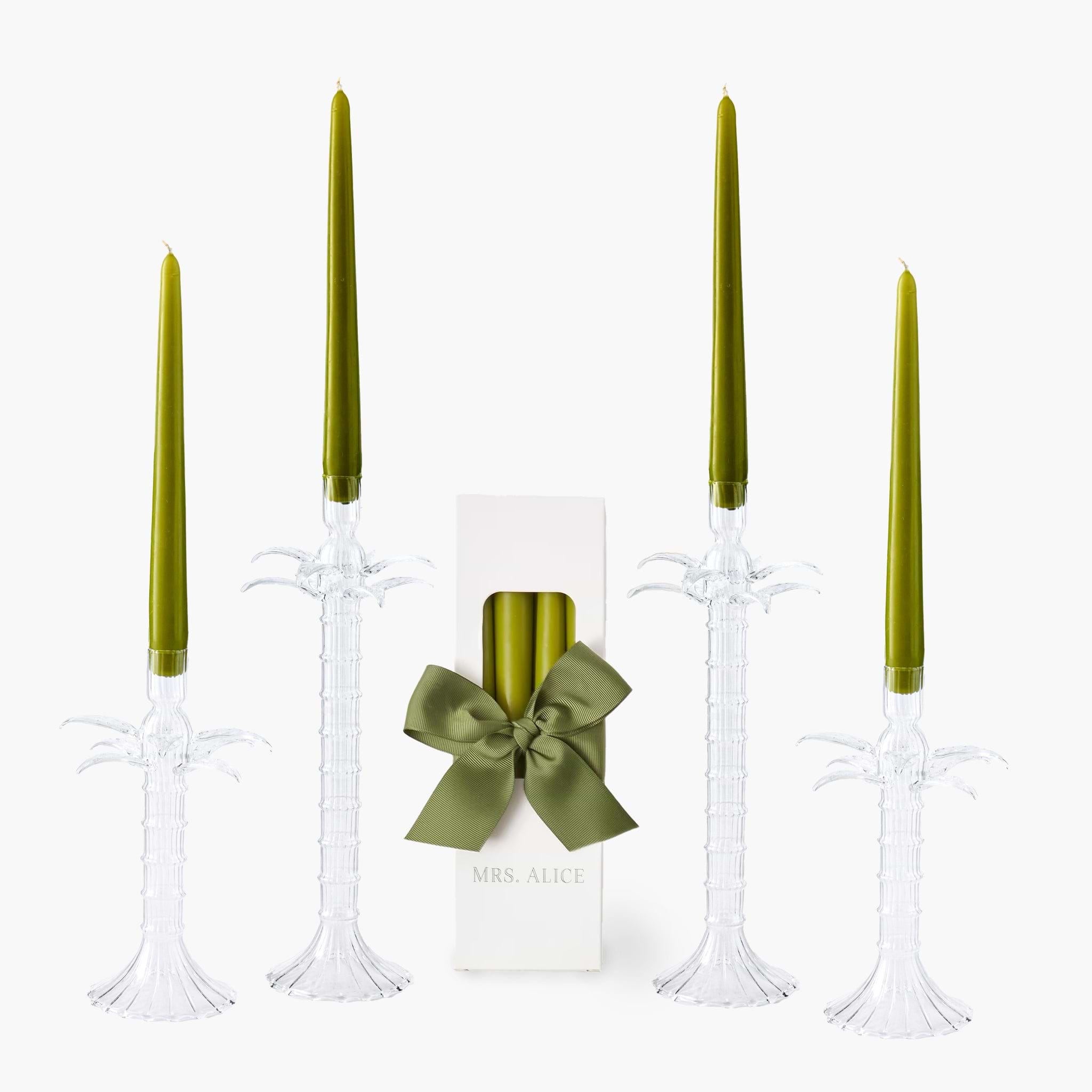 Palm Tree Glass Candle Set (Apple Green)