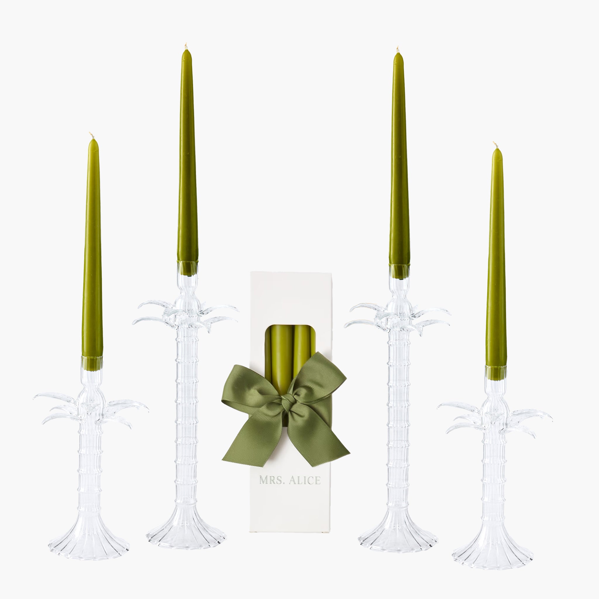Palm Tree Glass Candle Set (Apple Green)