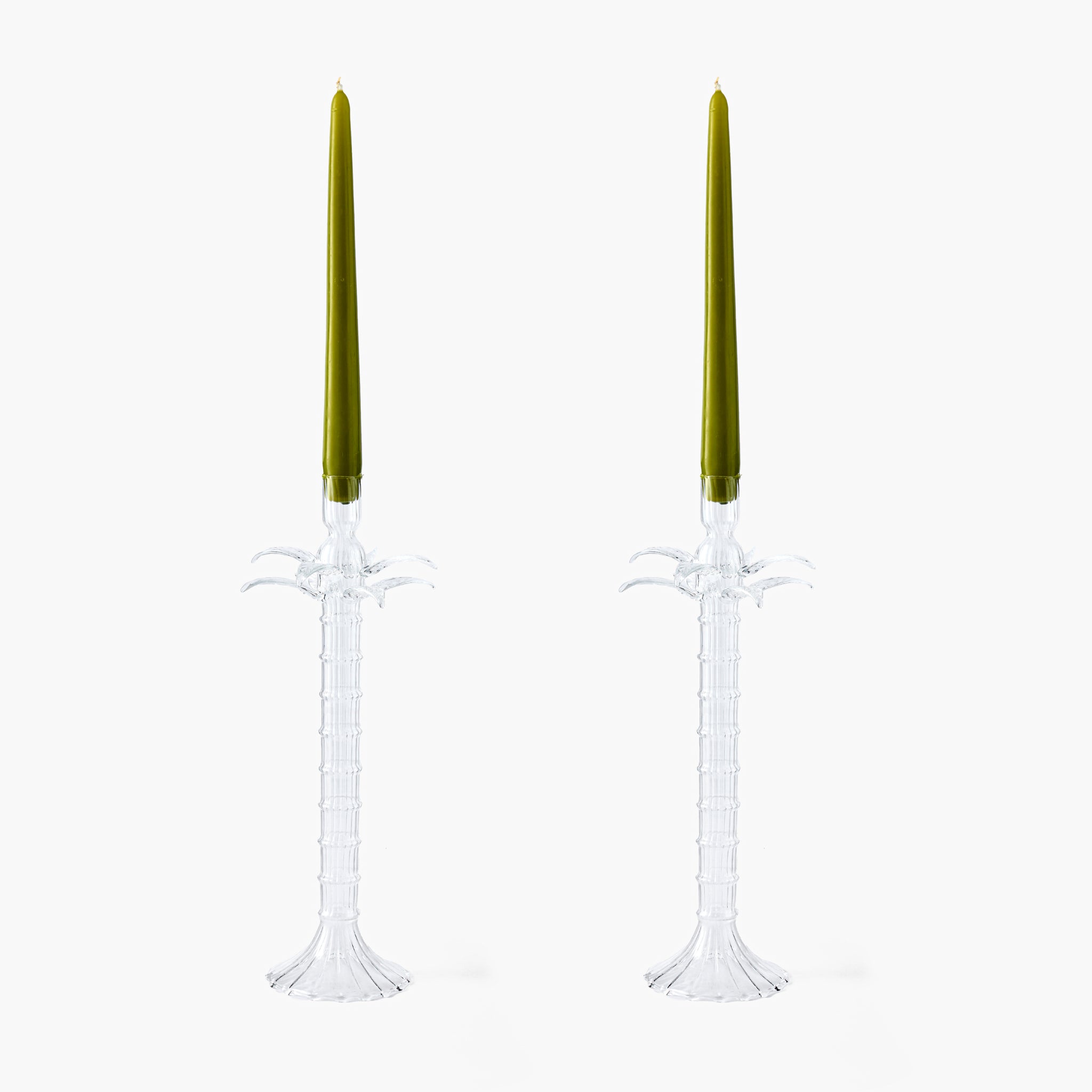 Palm Tree Glass Candle Set (Apple Green)
