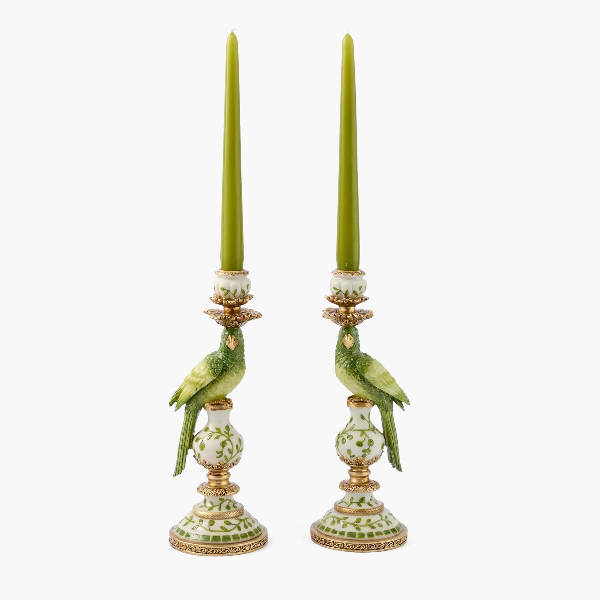 Small Green Parrot Candle Holders (Pair)