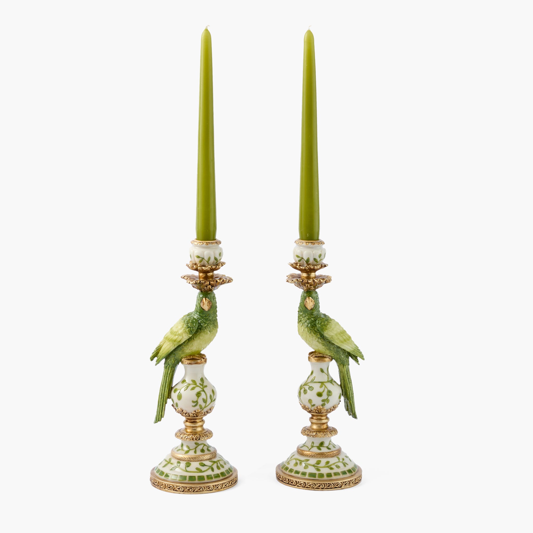Small Green Parrot Candle Holders (Pair)