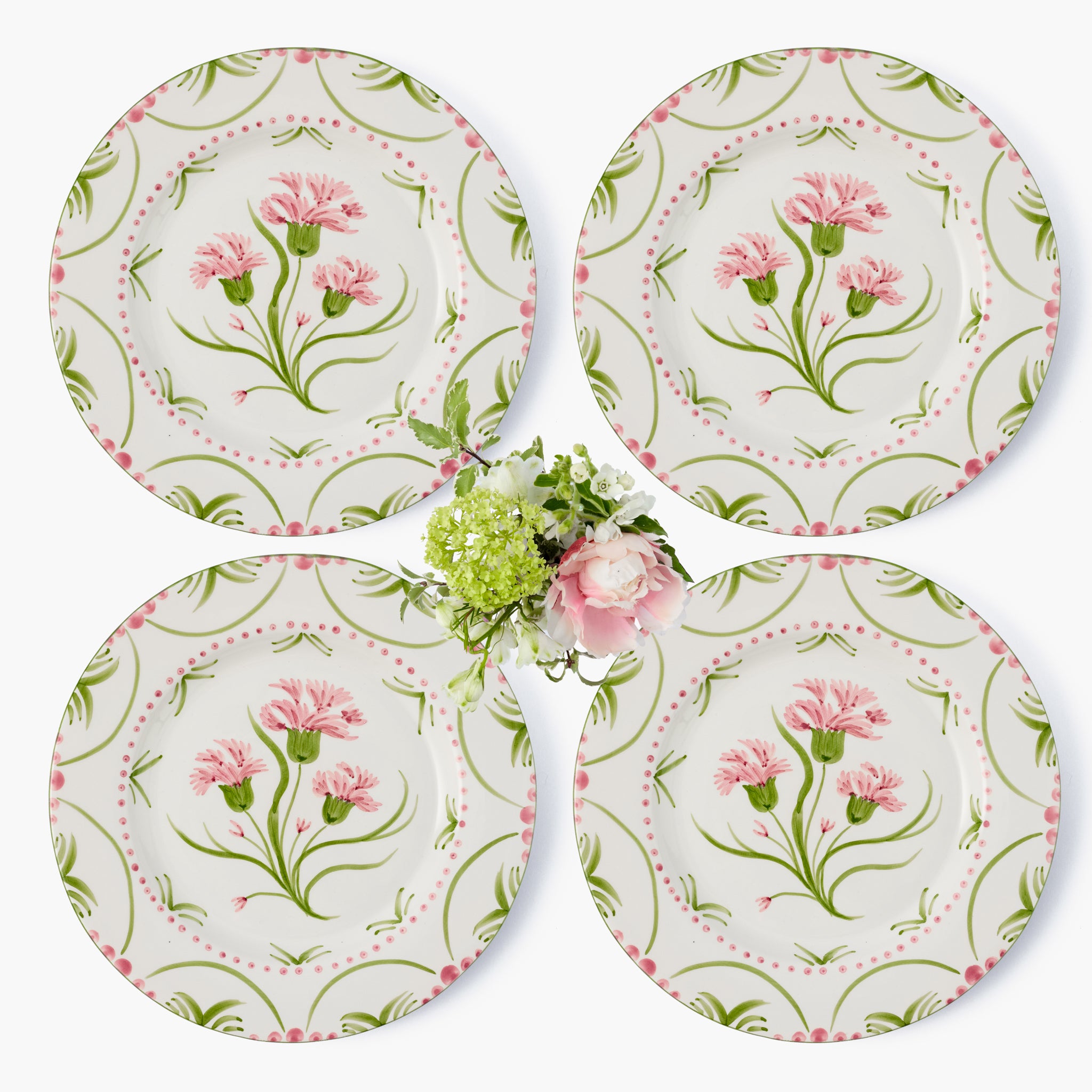 Pink & Green Santa Kristina Dinner Plates (Set of 4)