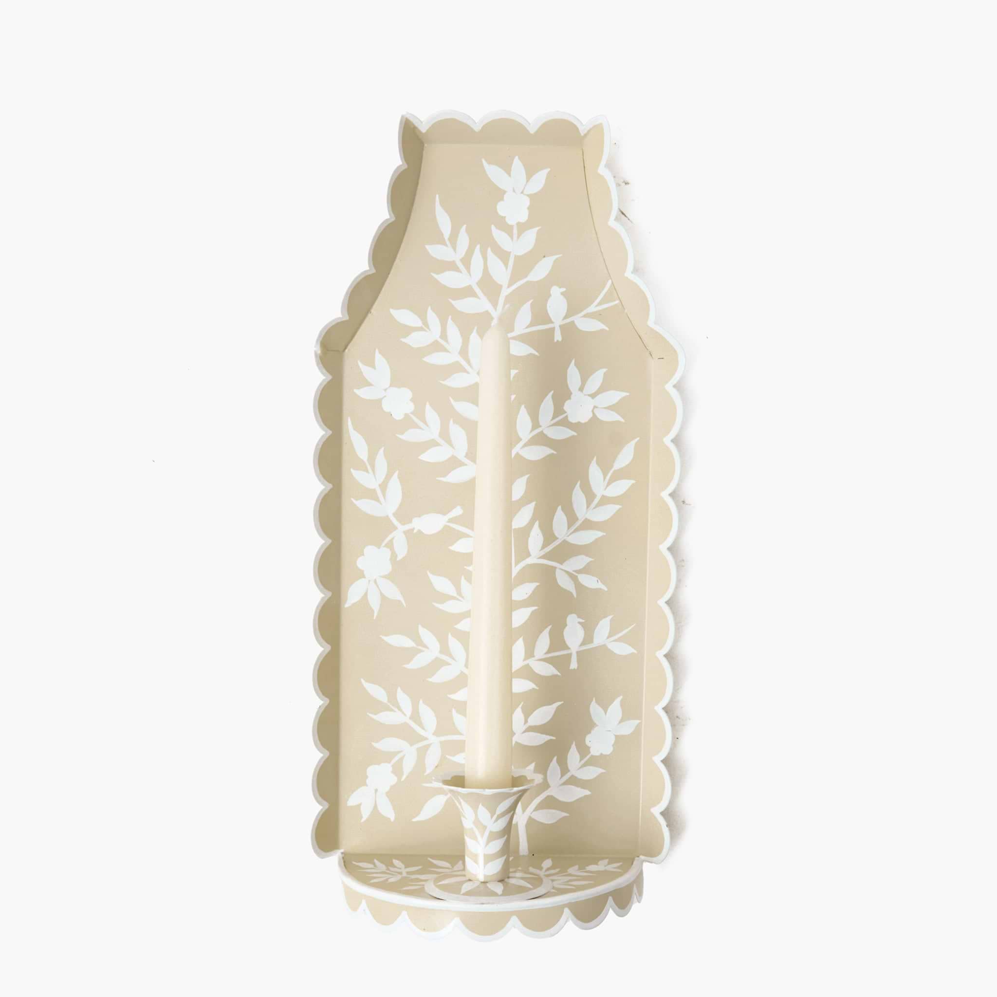 Putty Chinoiserie Tole Candle Sconce