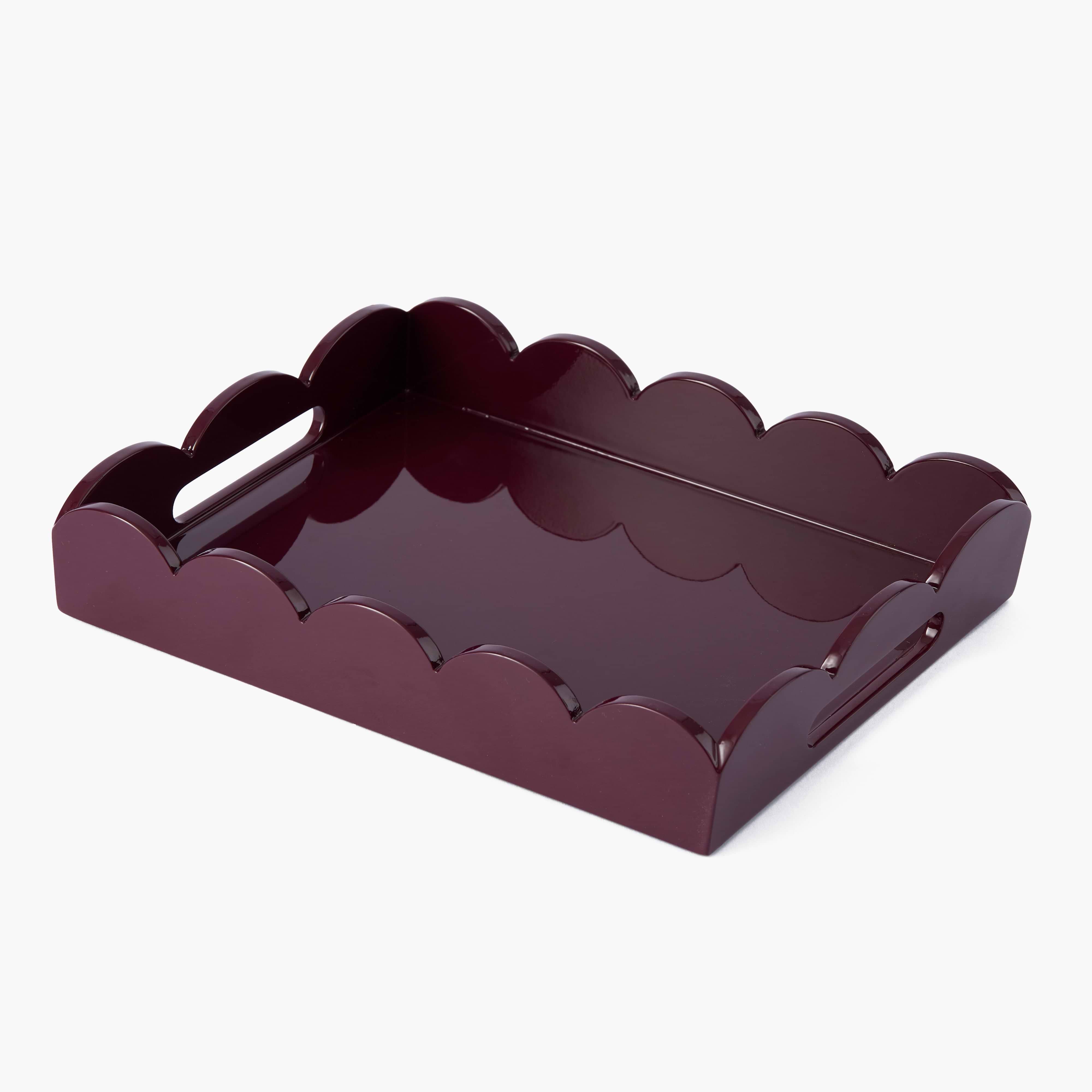 Burgundy Small Scalloped Lacquer Tray