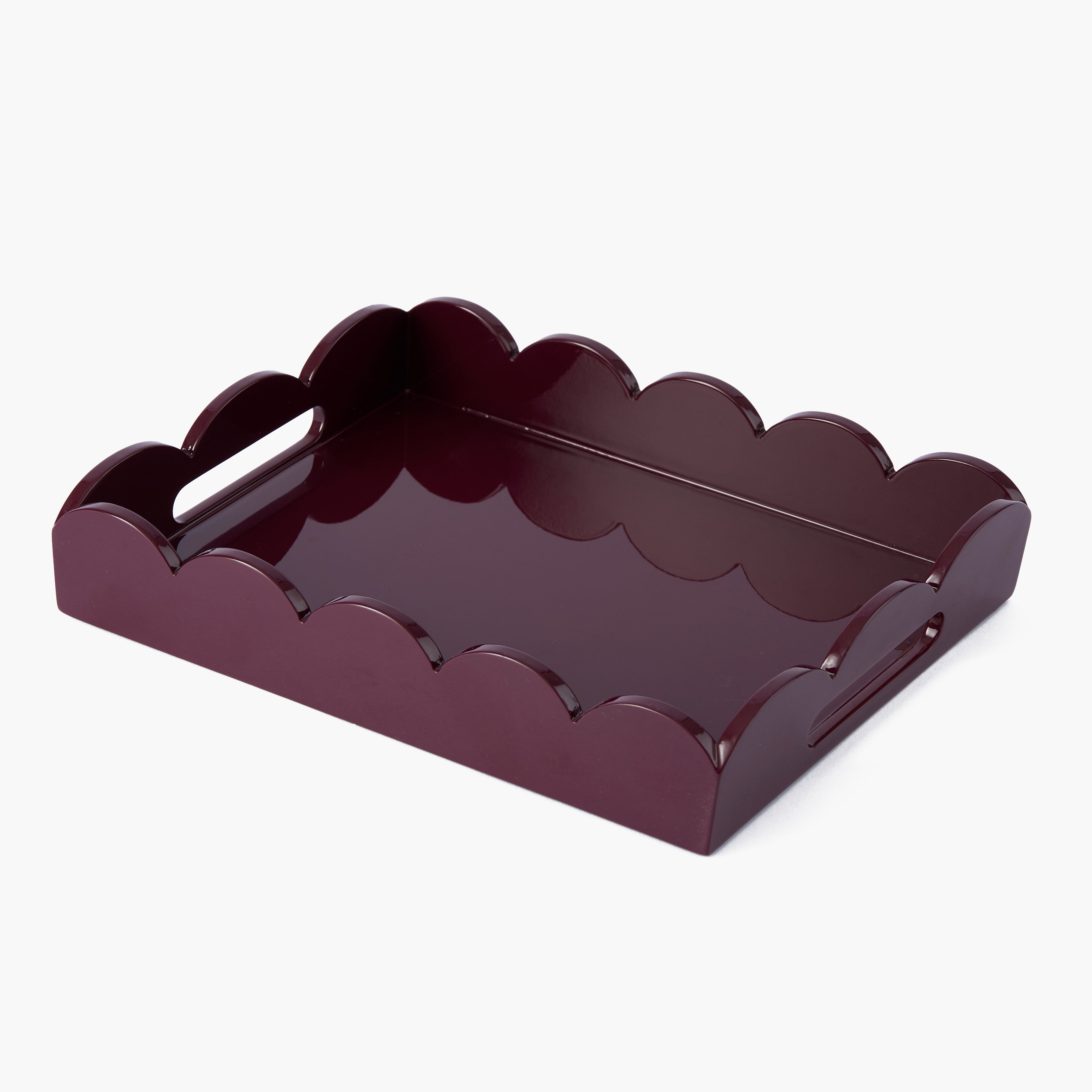 Burgundy Small Scalloped Lacquer Tray
