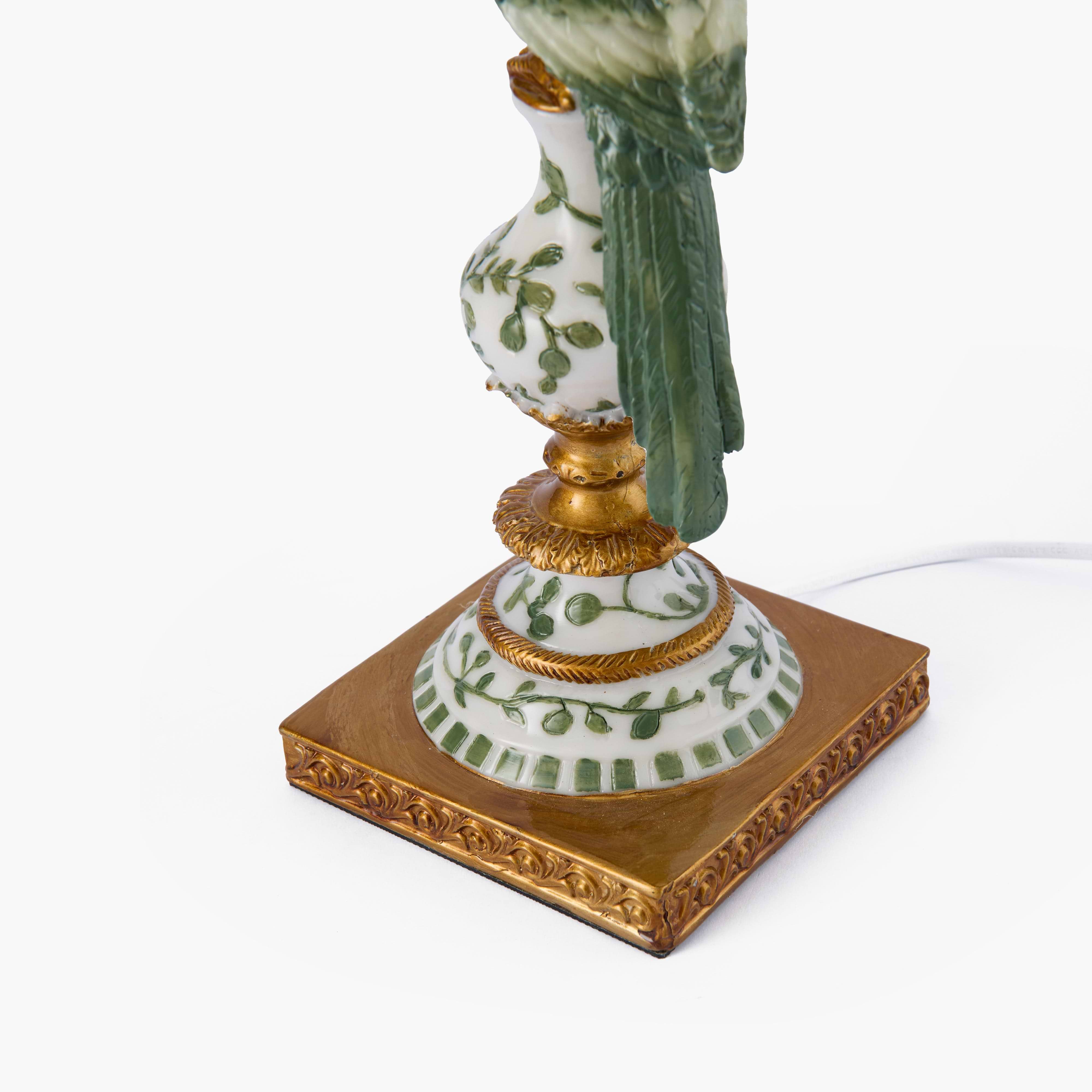 Olive Parrot Lamp with Olive Velvet Bow Shade (30cm)