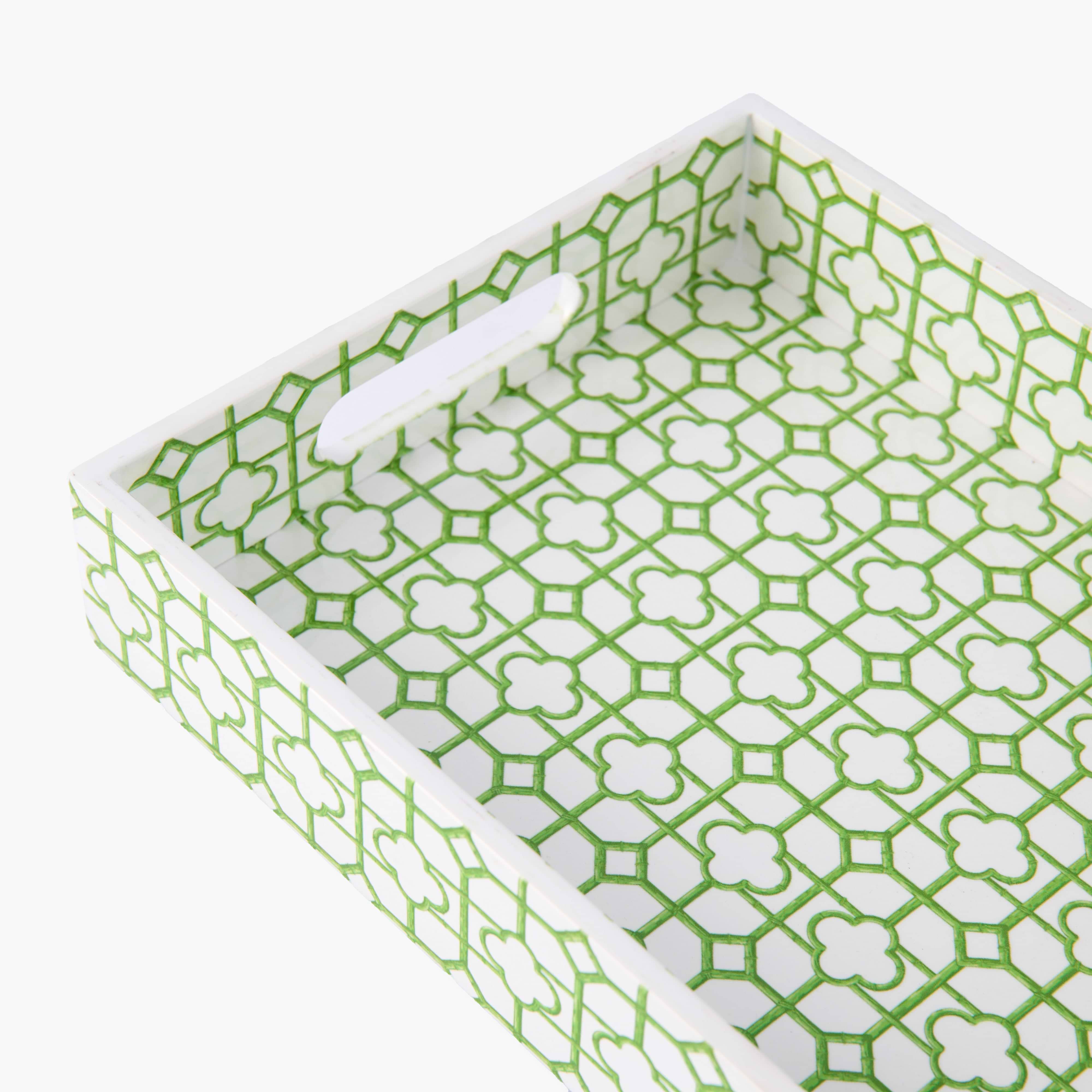 Green Bamboo Trellis Lacquer Tray