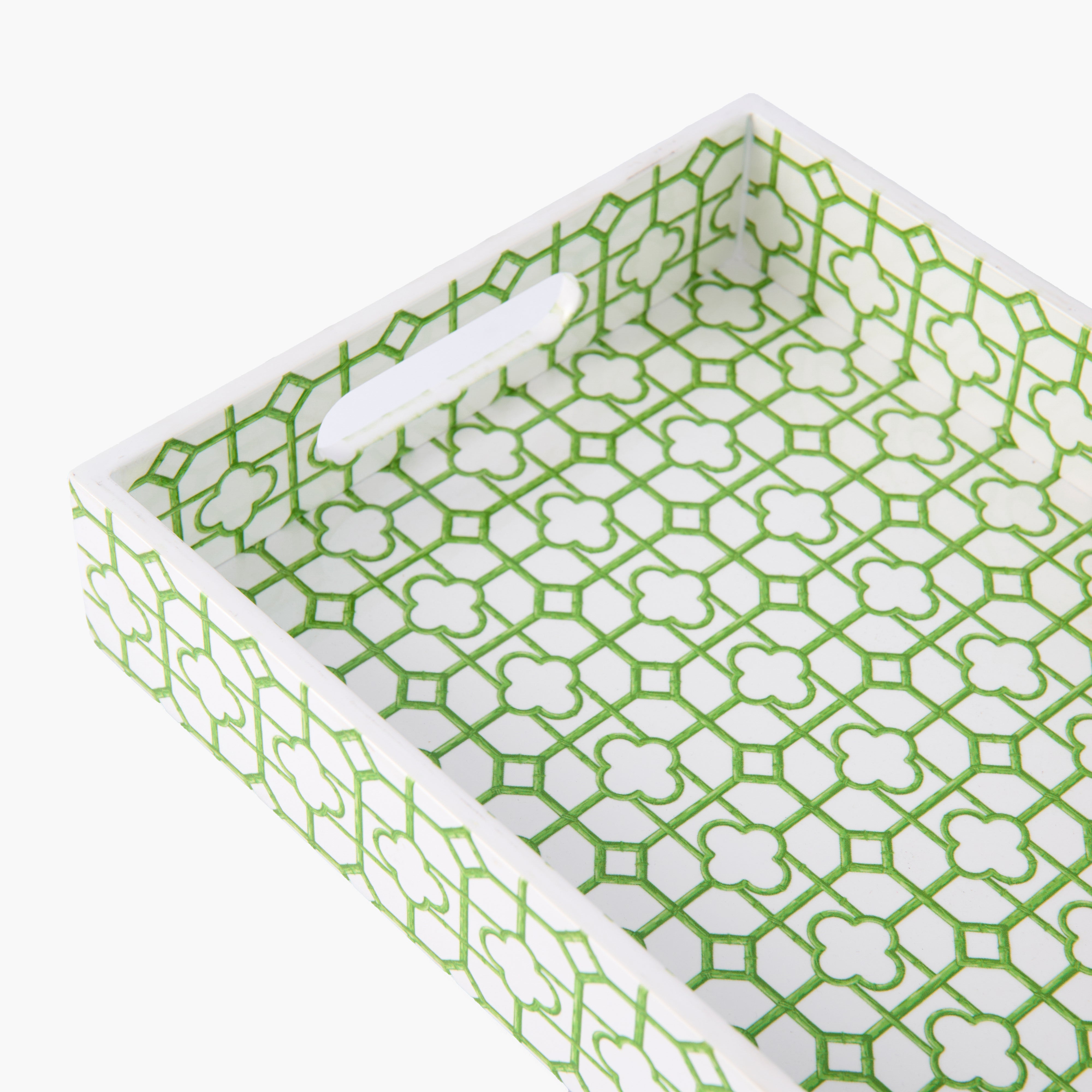 Green Bamboo Trellis Lacquer Tray