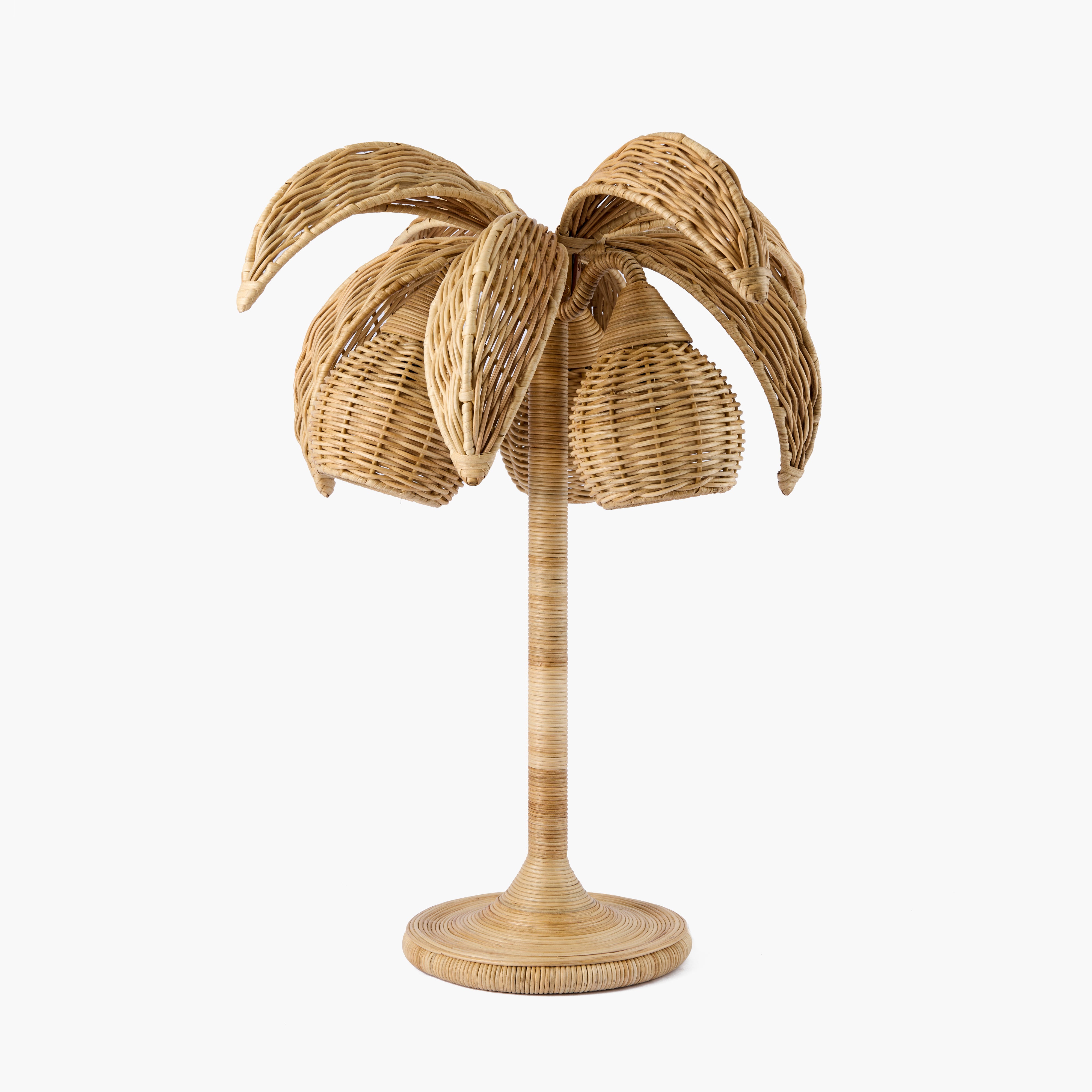 Rattan Palm Tree Corded Lamp