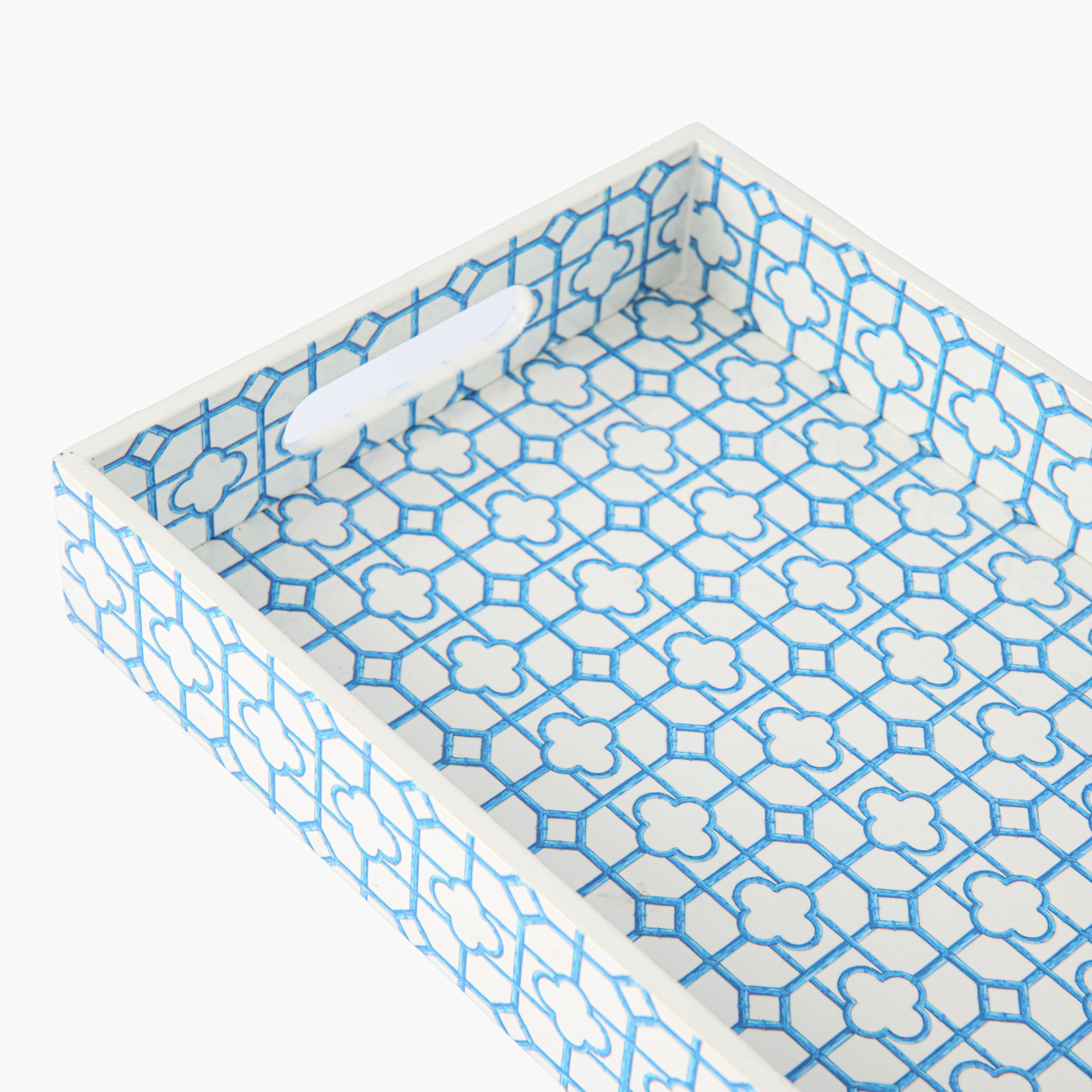 Blue Bamboo Trellis Lacquer Tray