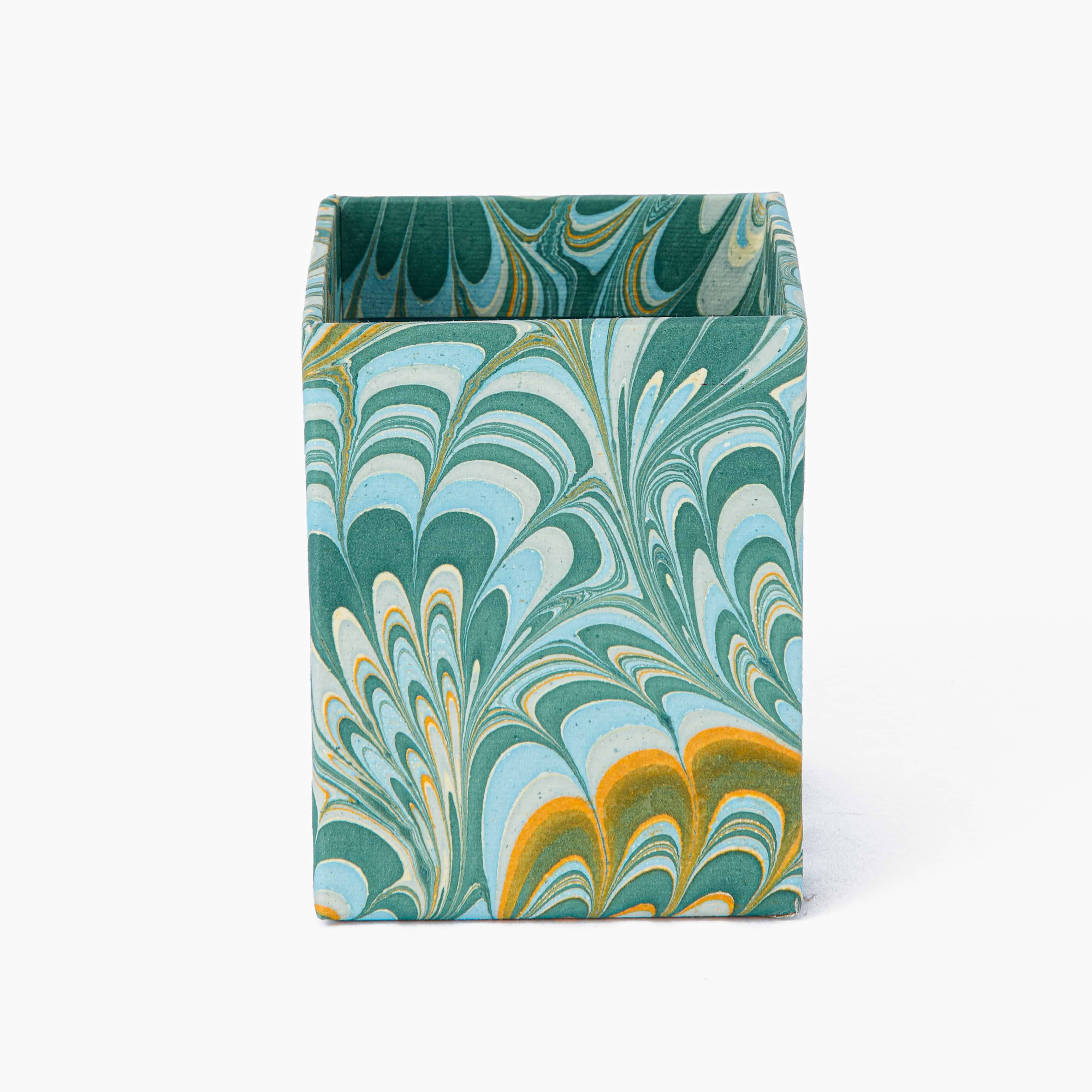 Teal Marble Pen Holder