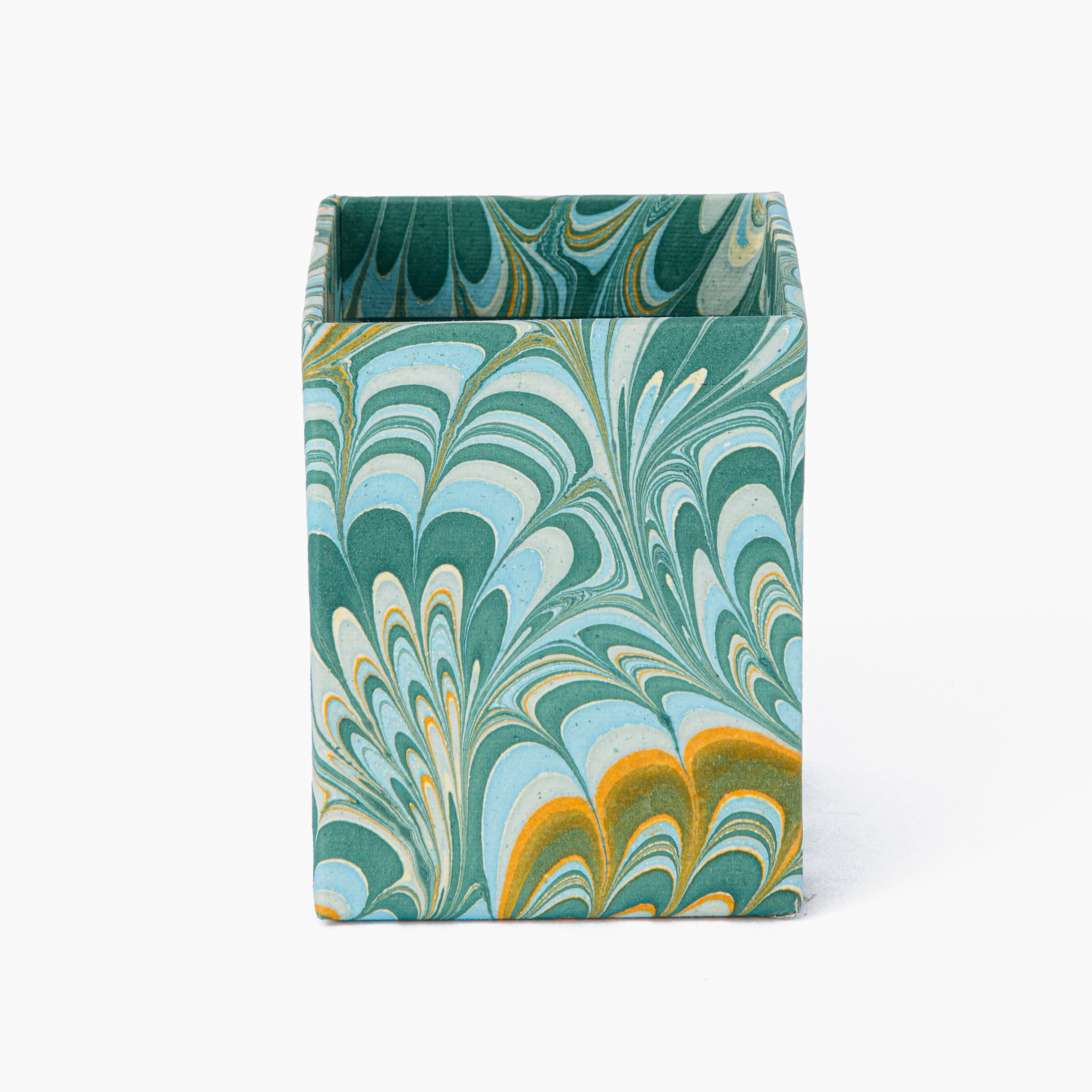 Teal Marble Pen Holder