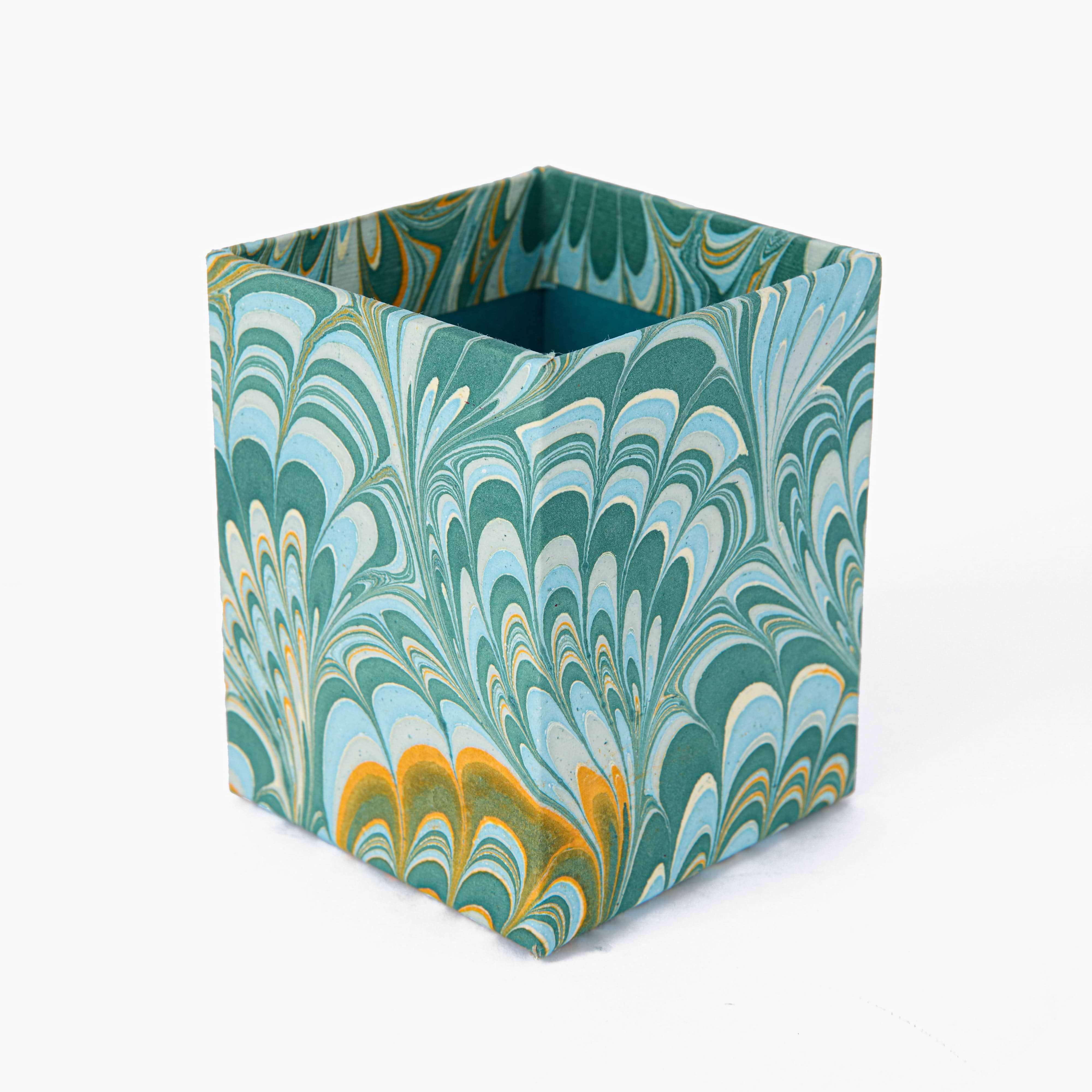 Teal Marble Pen Holder