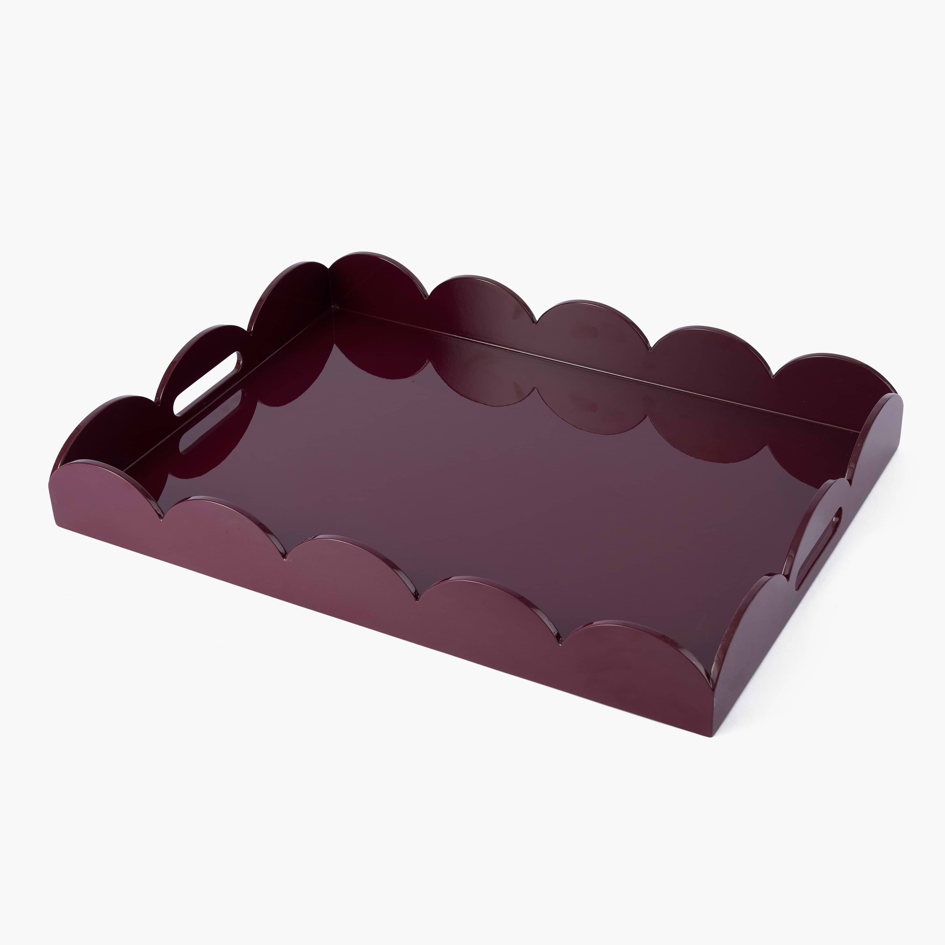 Burgundy Large Scalloped Lacquer Tray