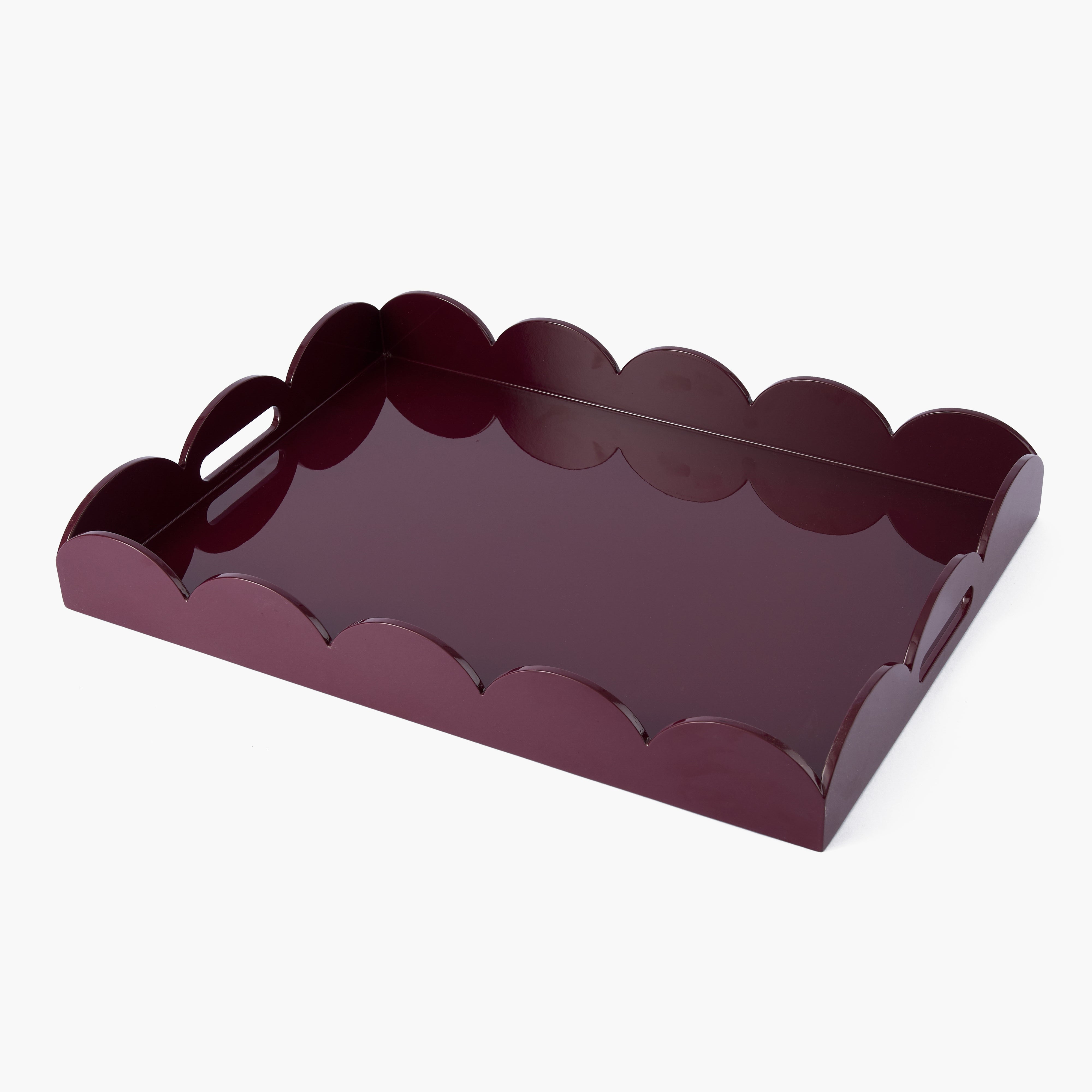 Burgundy Large Scalloped Lacquer Tray