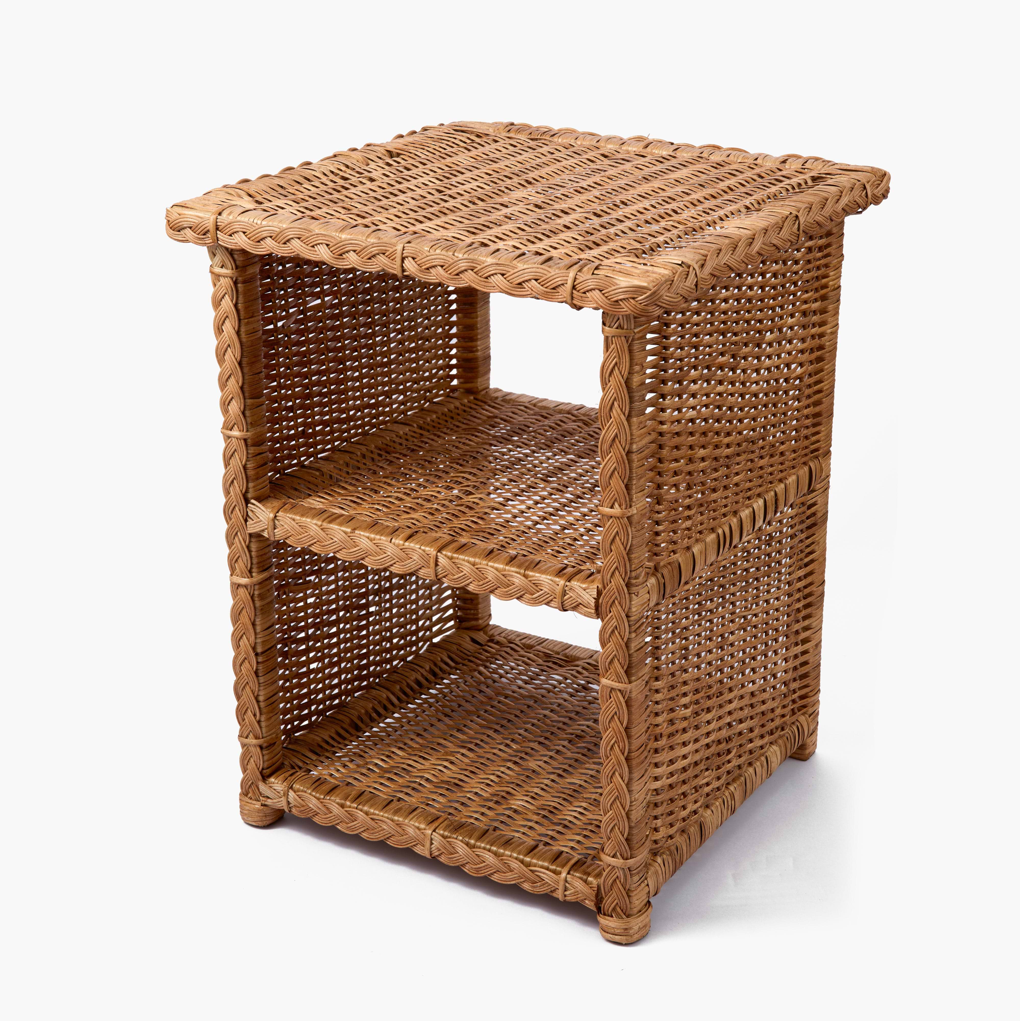 Braided Rattan Bedside Table
