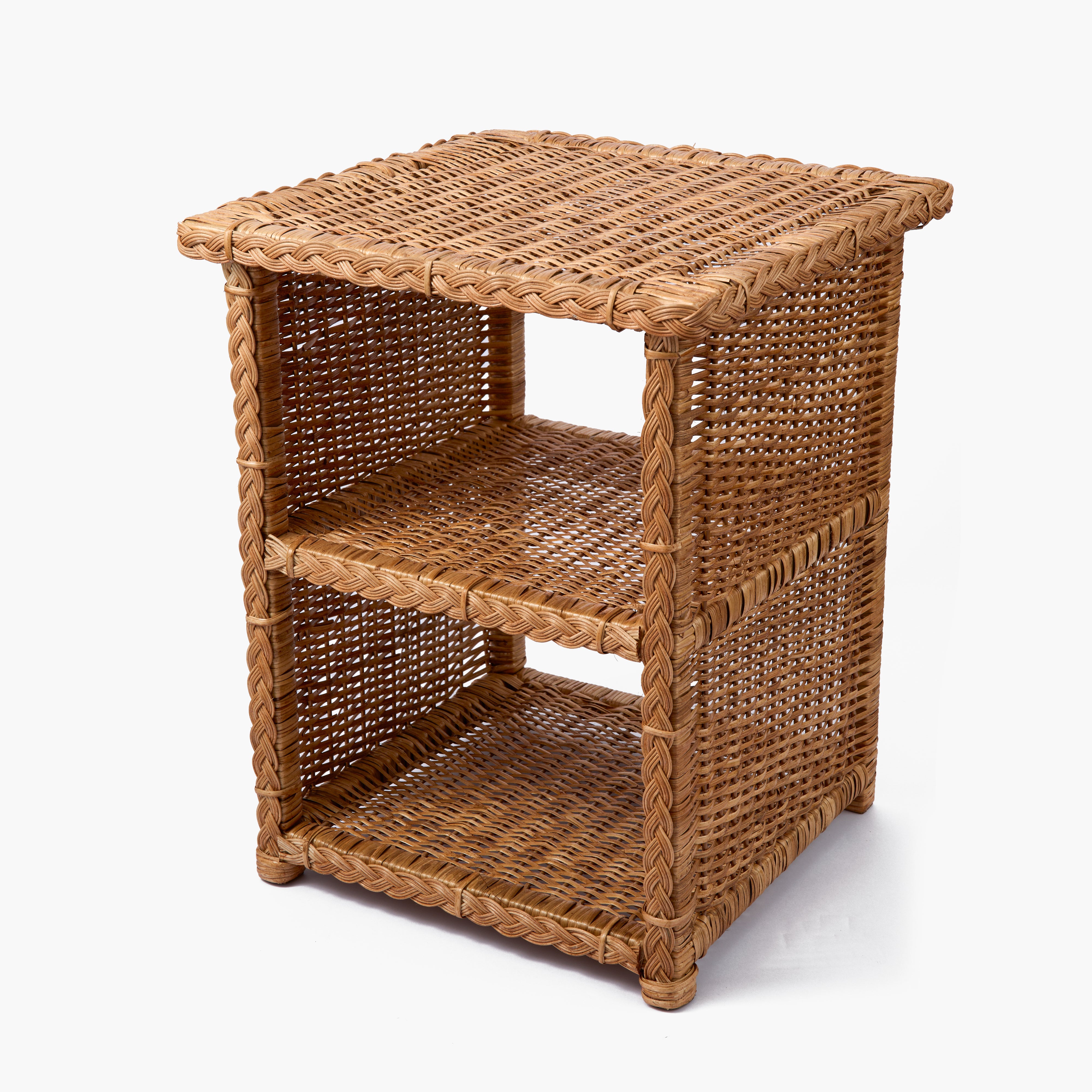 Braided Rattan Bedside Table
