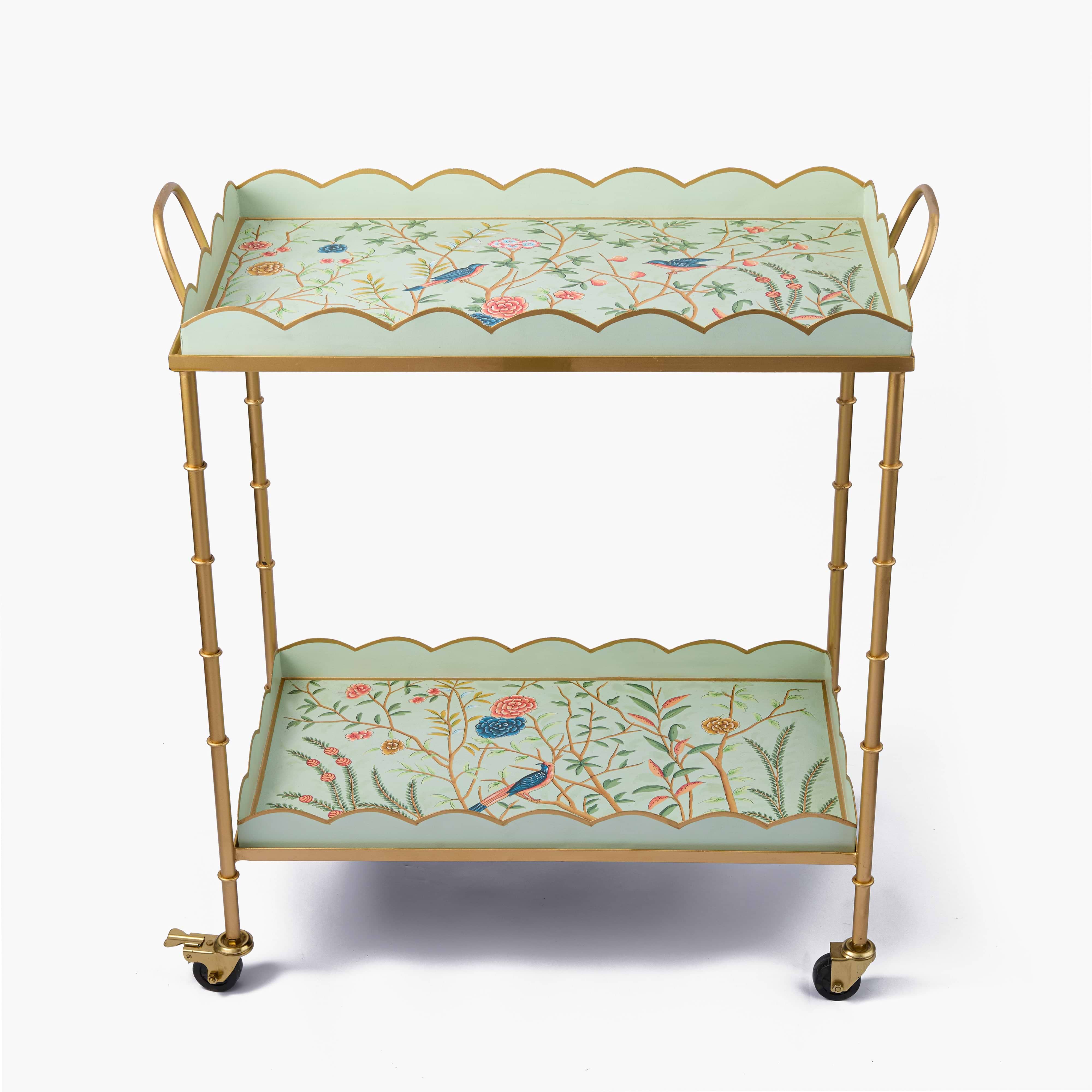 Green Chinoiserie Bar Cart