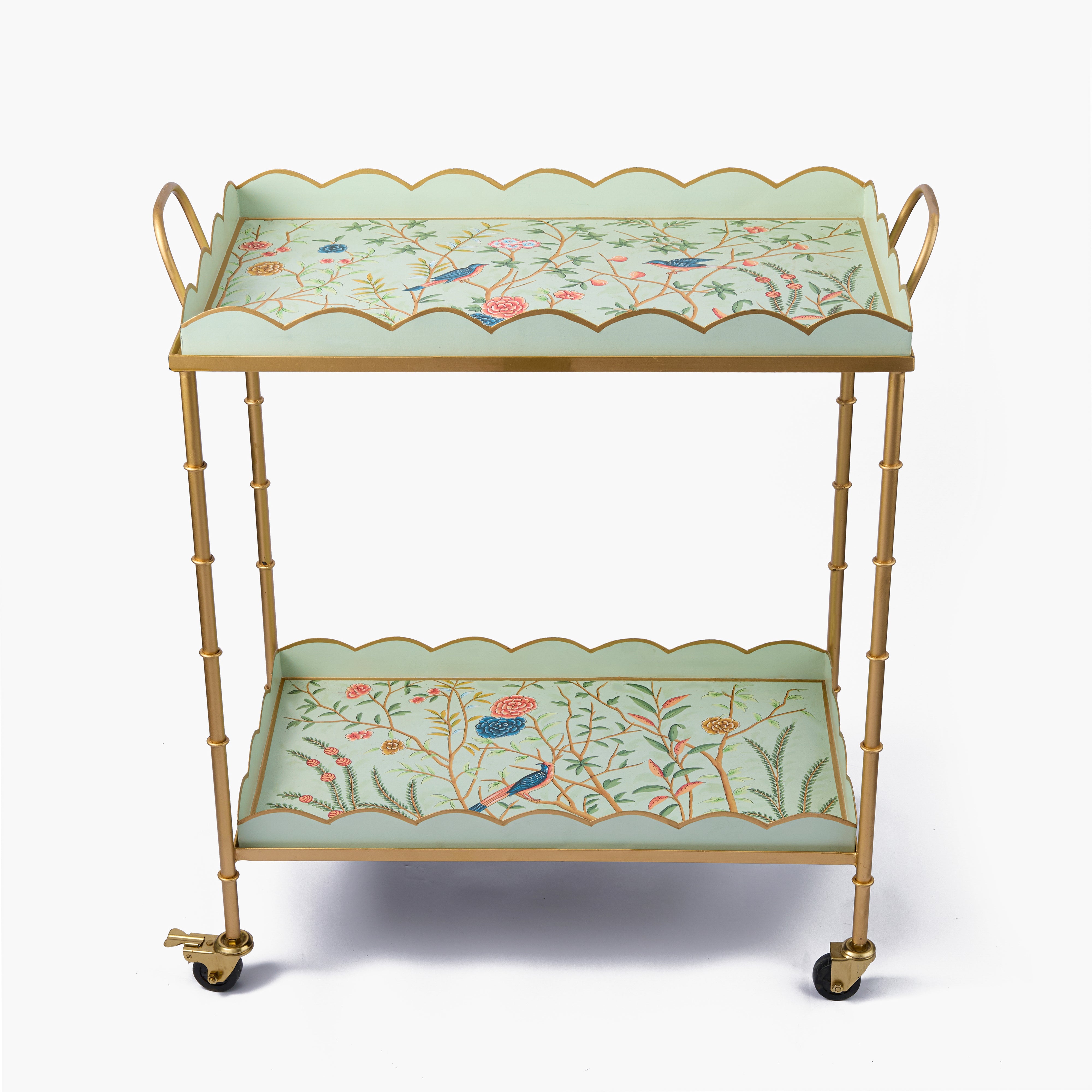 Green Chinoiserie Bar Cart