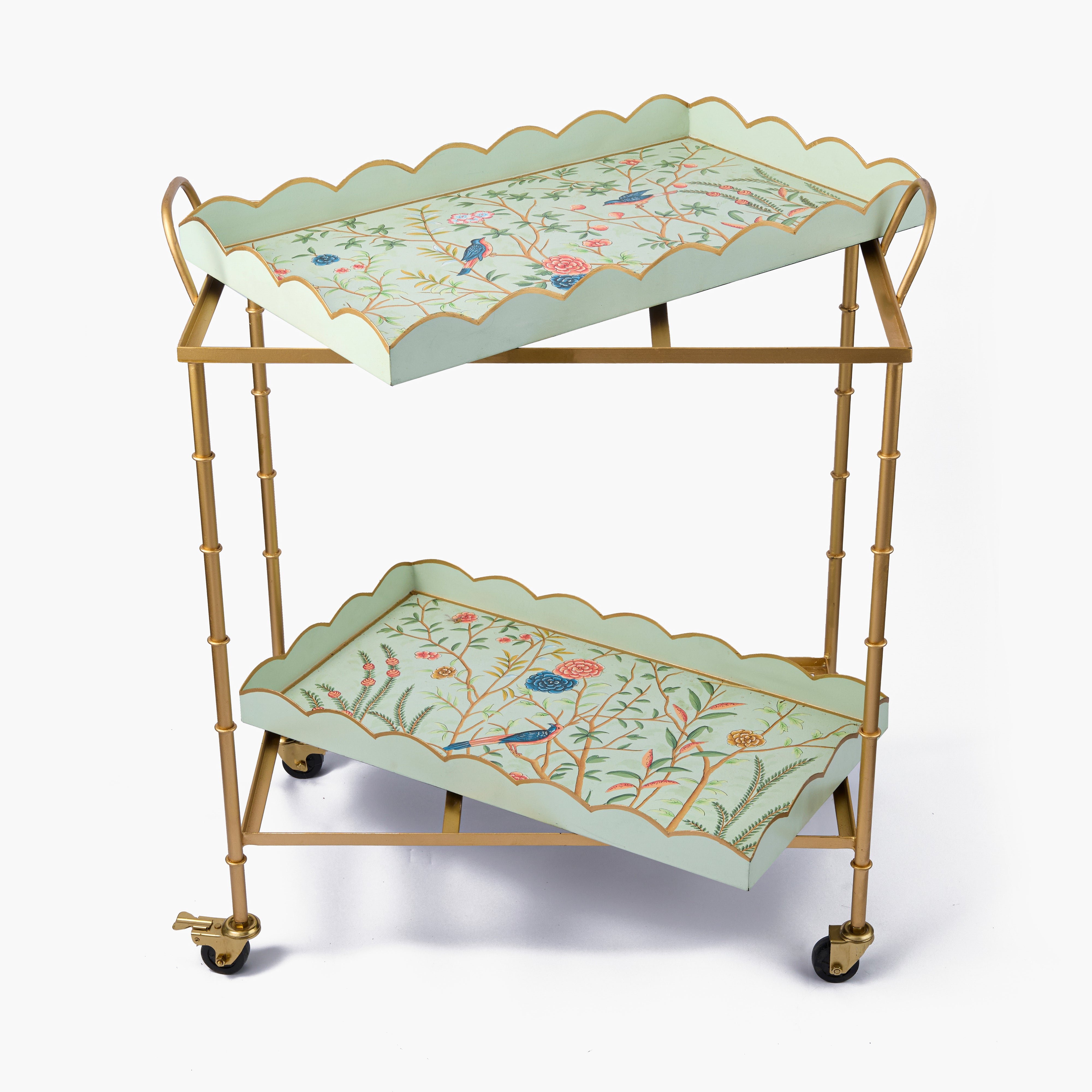 Green Chinoiserie Bar Cart