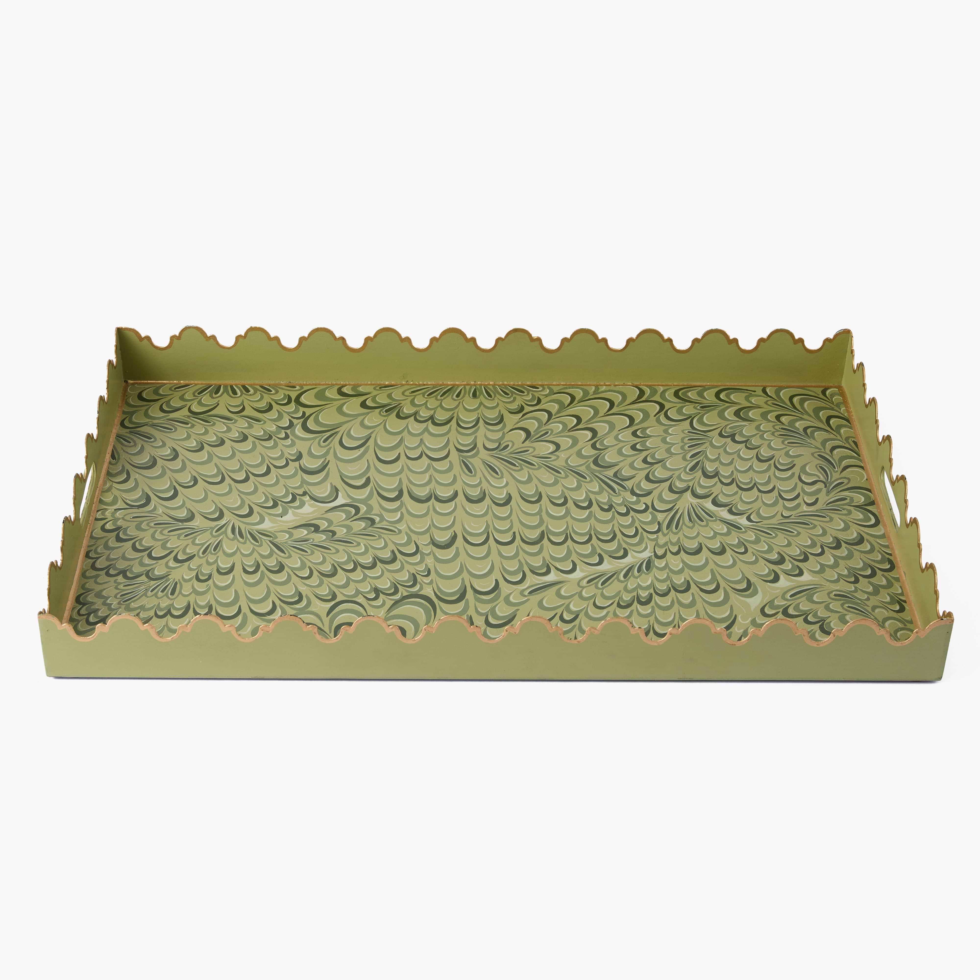Olive Green Large Marble Tray