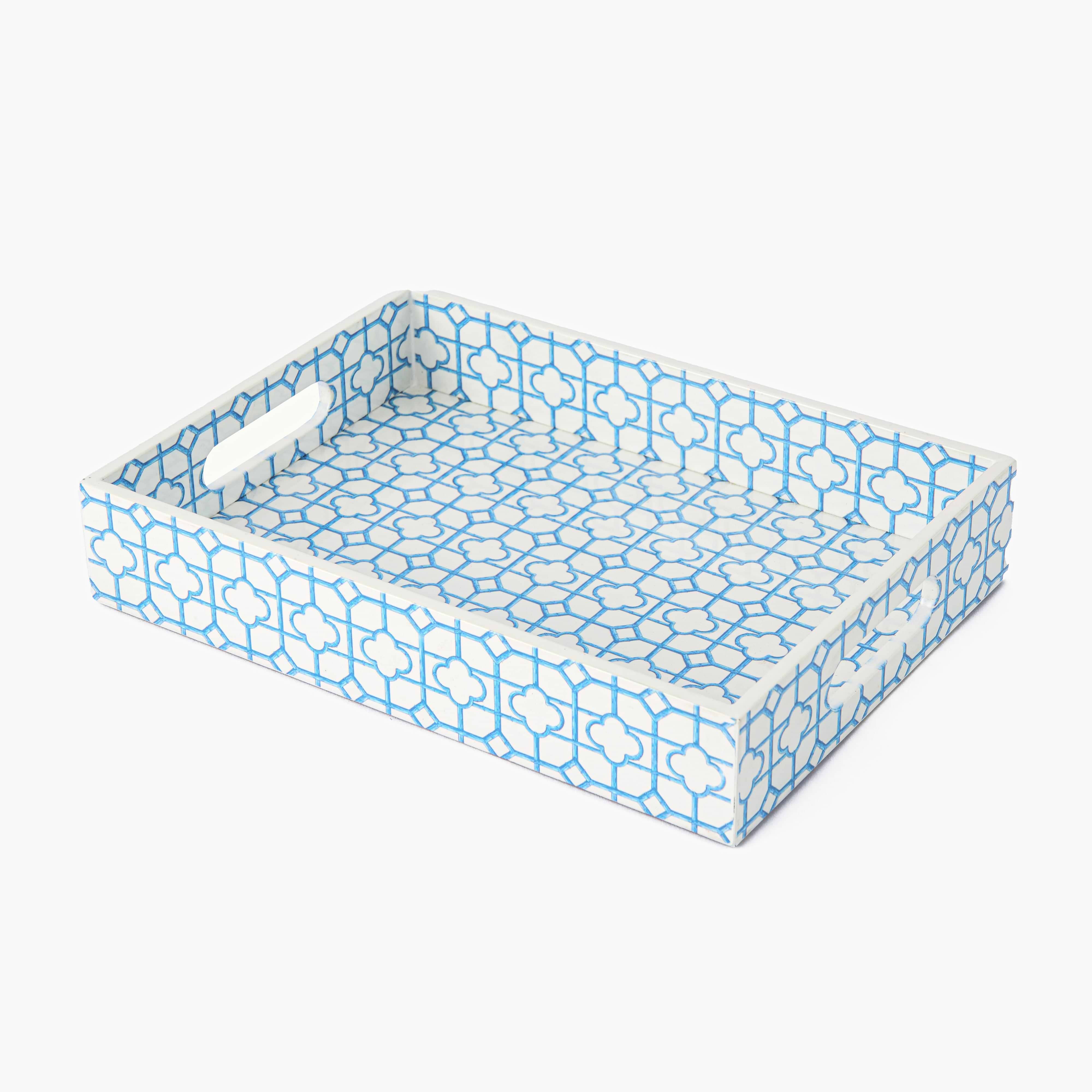 Blue Bamboo Trellis Lacquer Tray
