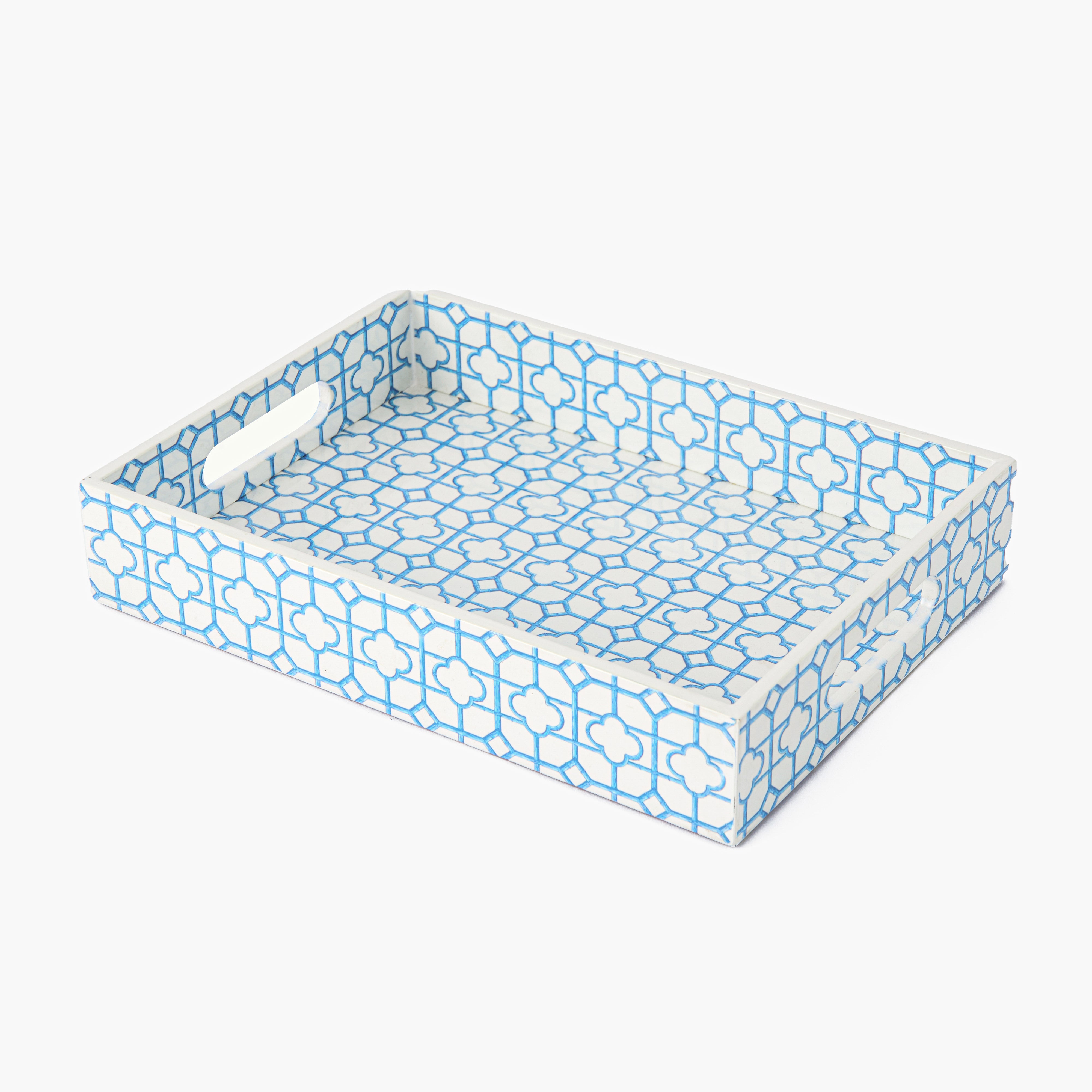 Blue Bamboo Trellis Lacquer Tray