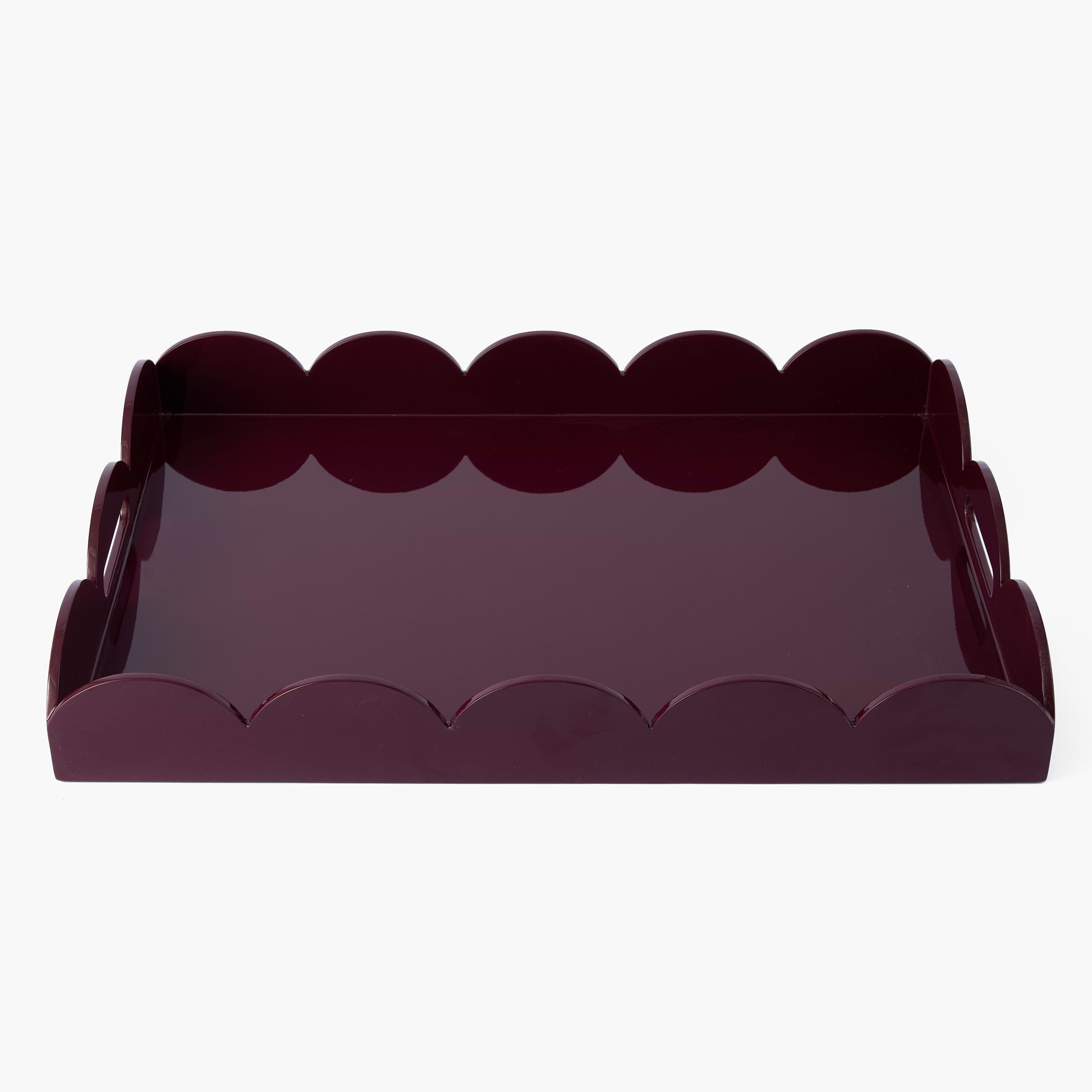 Burgundy Large Scalloped Lacquer Tray