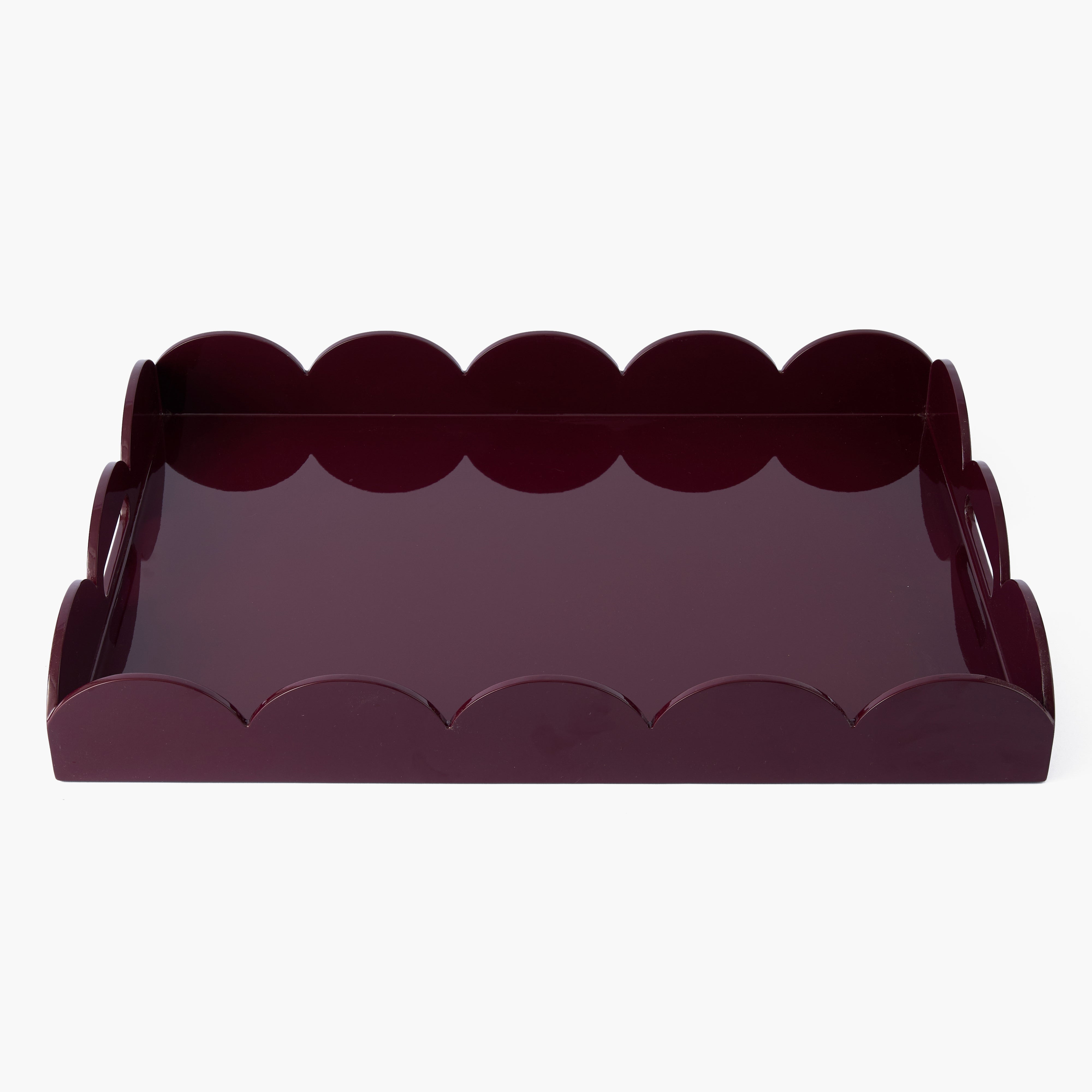 Burgundy Large Scalloped Lacquer Tray