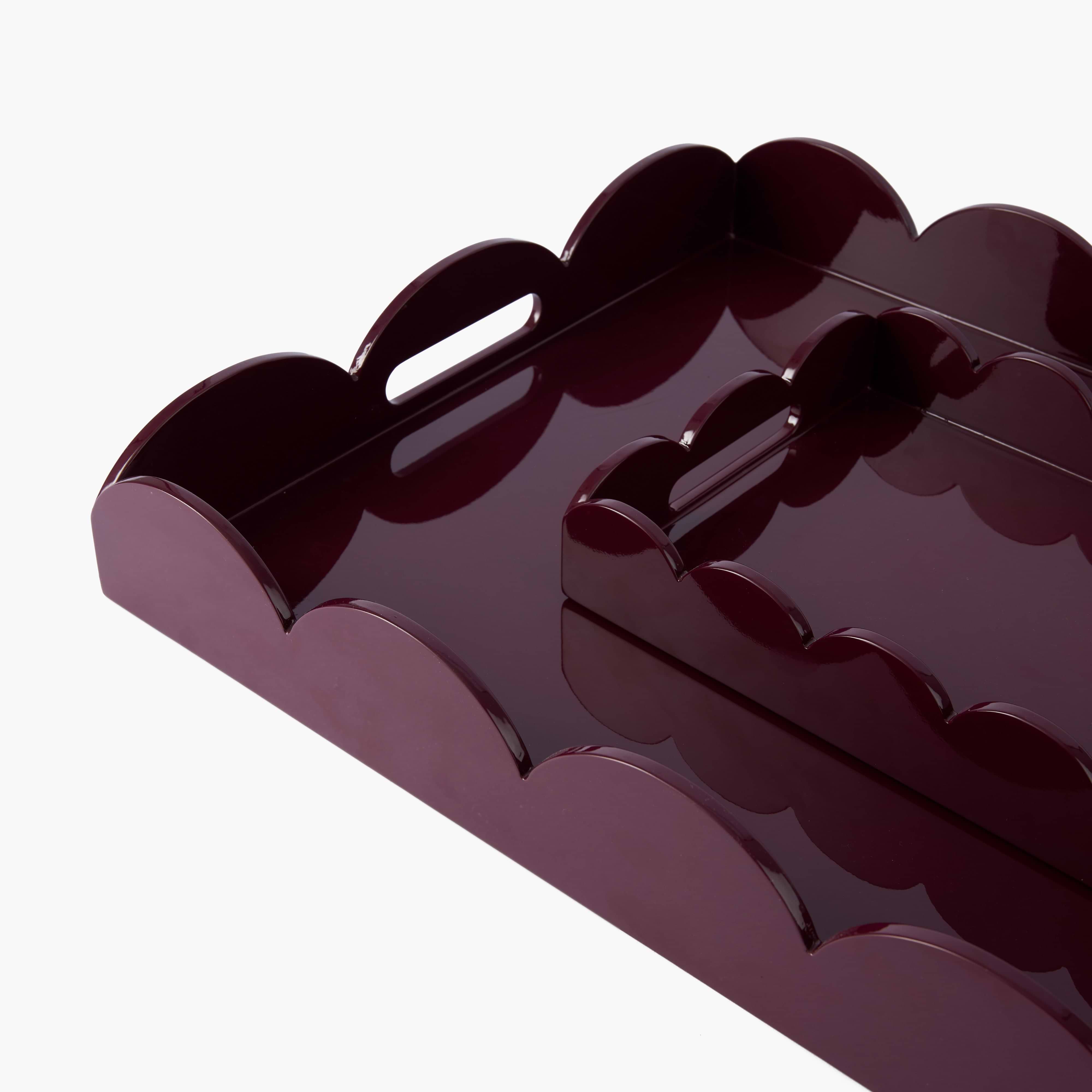 Burgundy Small Scalloped Lacquer Tray