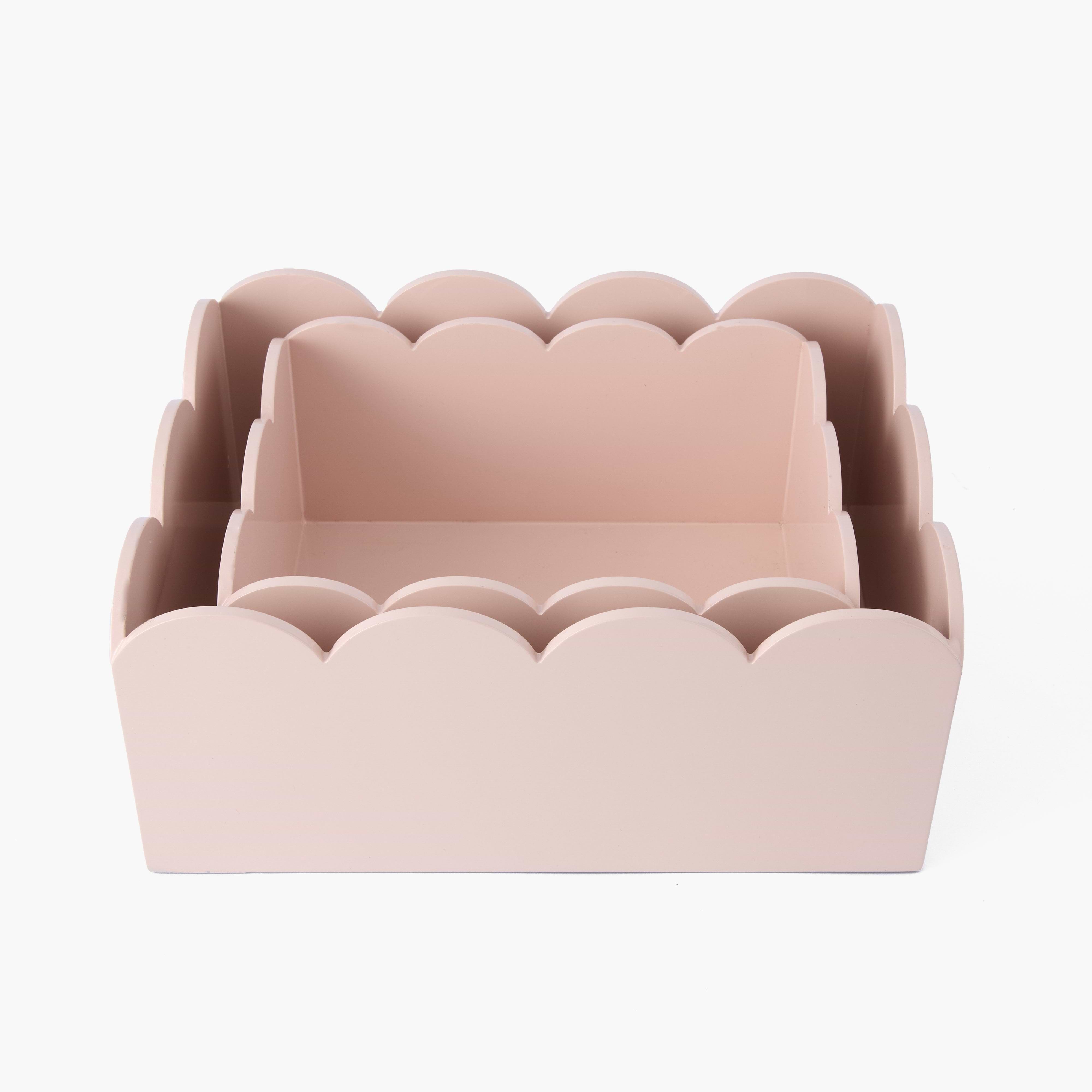 Soft Pink Lacquer Storage Boxes (Set of 2)
