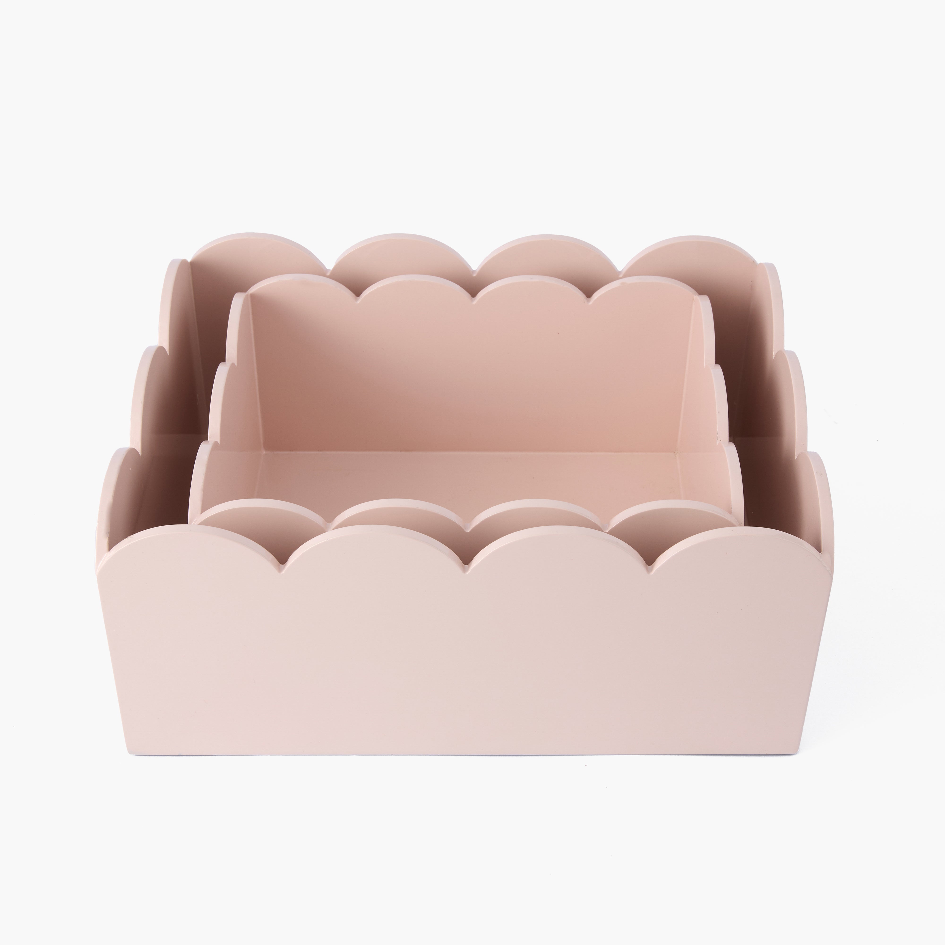 Soft Pink Lacquer Storage Boxes (Set of 2)
