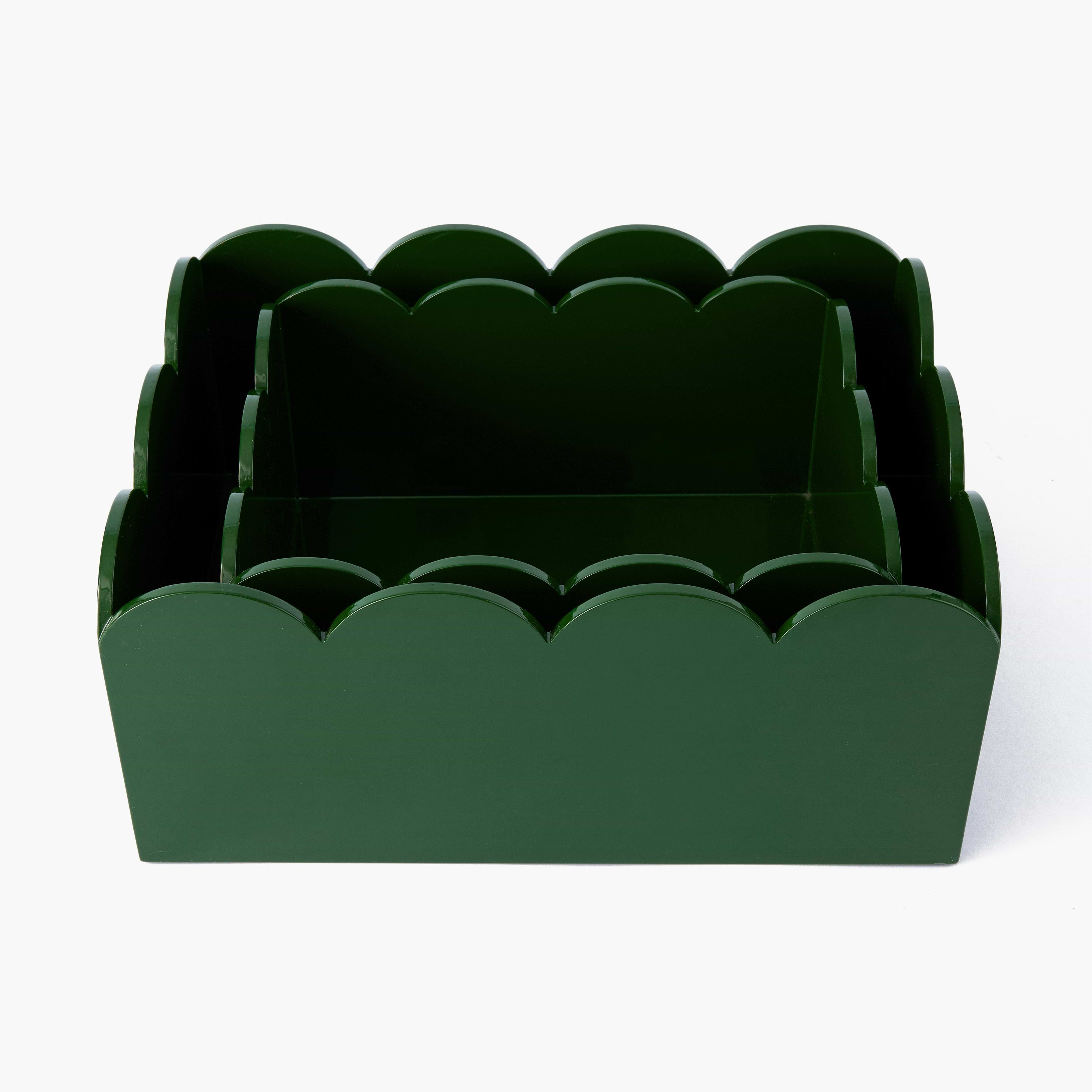 Olive Green Lacquer Storage Boxes (Set of 2)