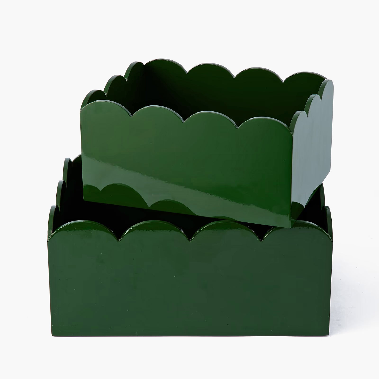 Olive Green Lacquer Storage Boxes (Set of 2)