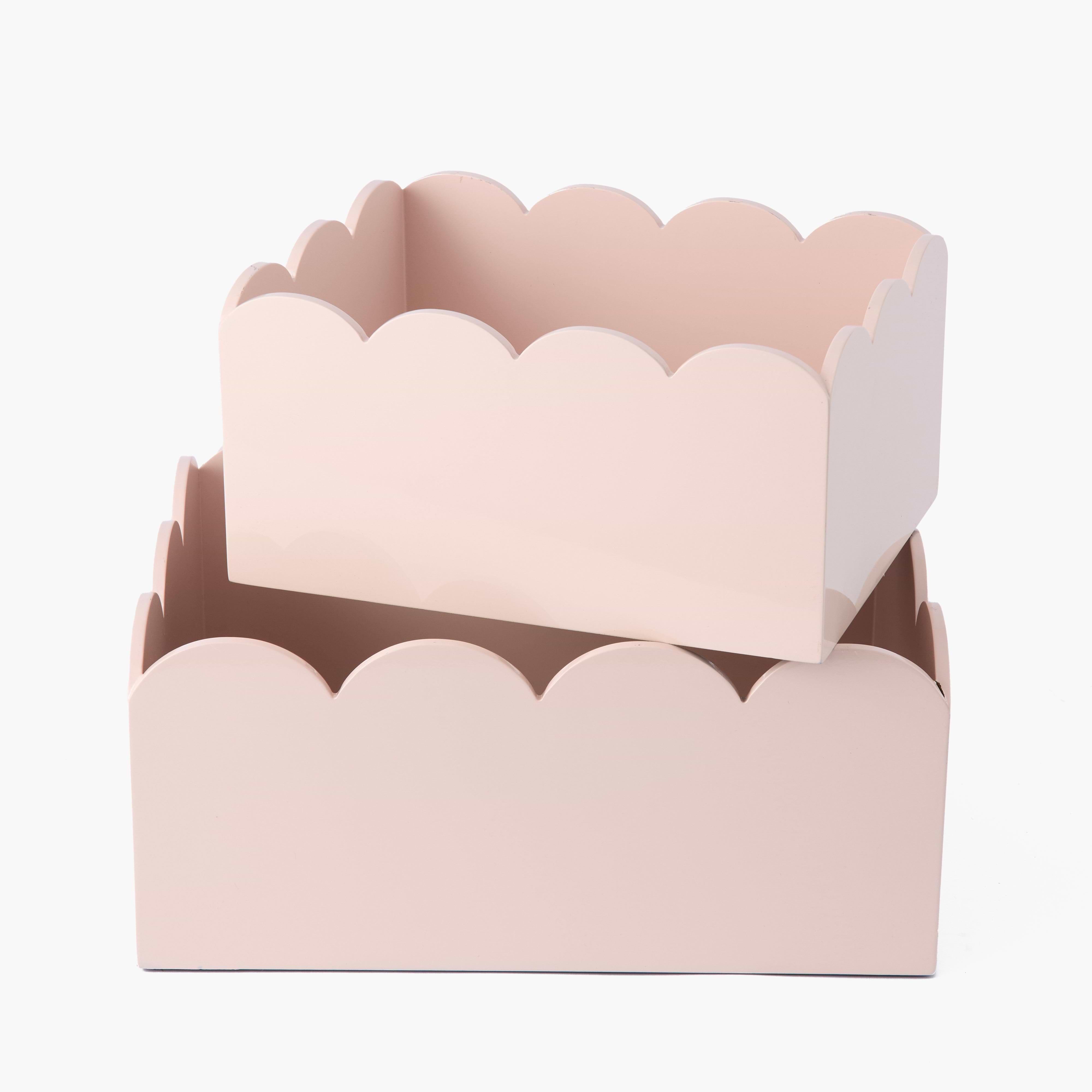 Soft Pink Lacquer Storage Boxes (Set of 2)