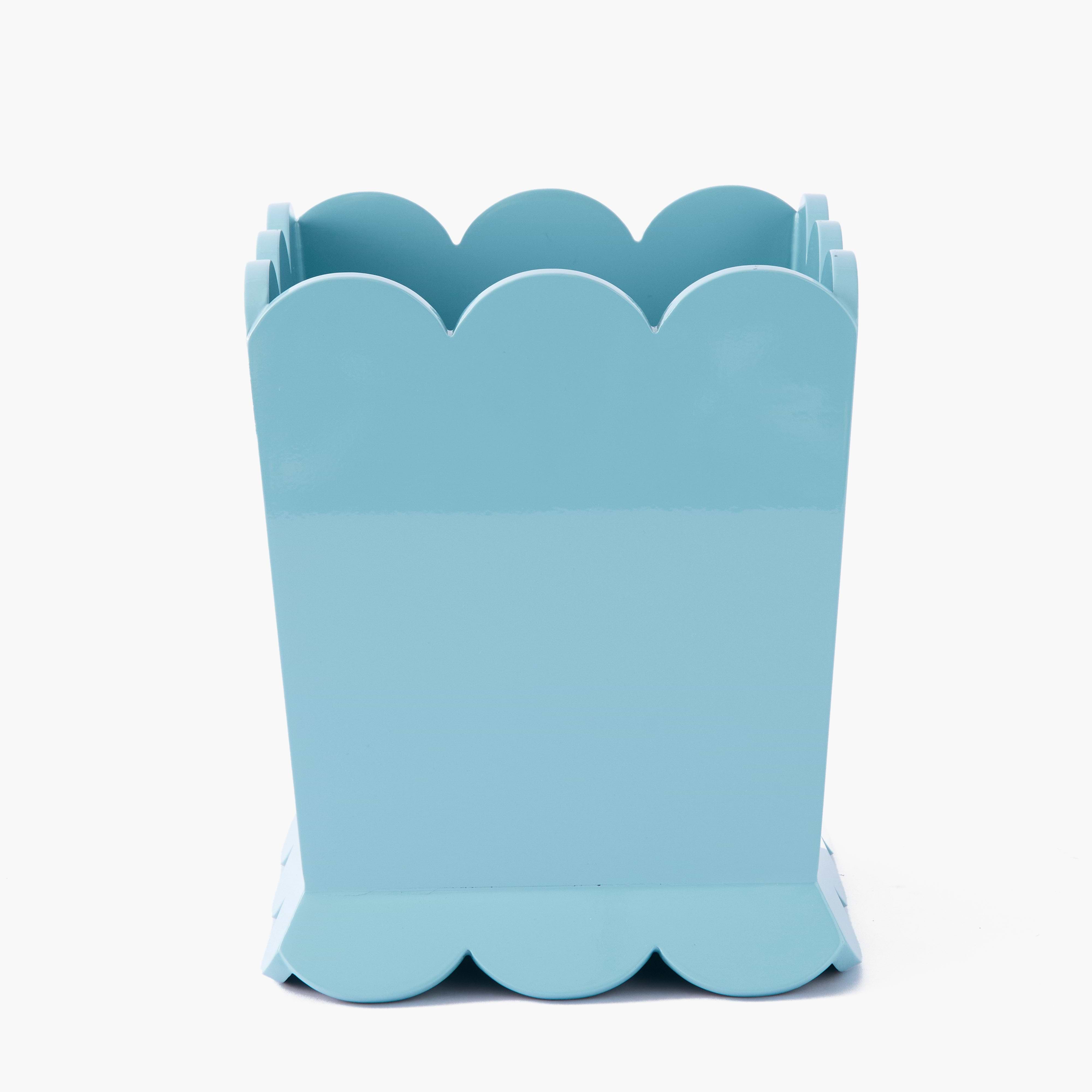 Duck-egg Scalloped Lacquer Waste Paper Bin