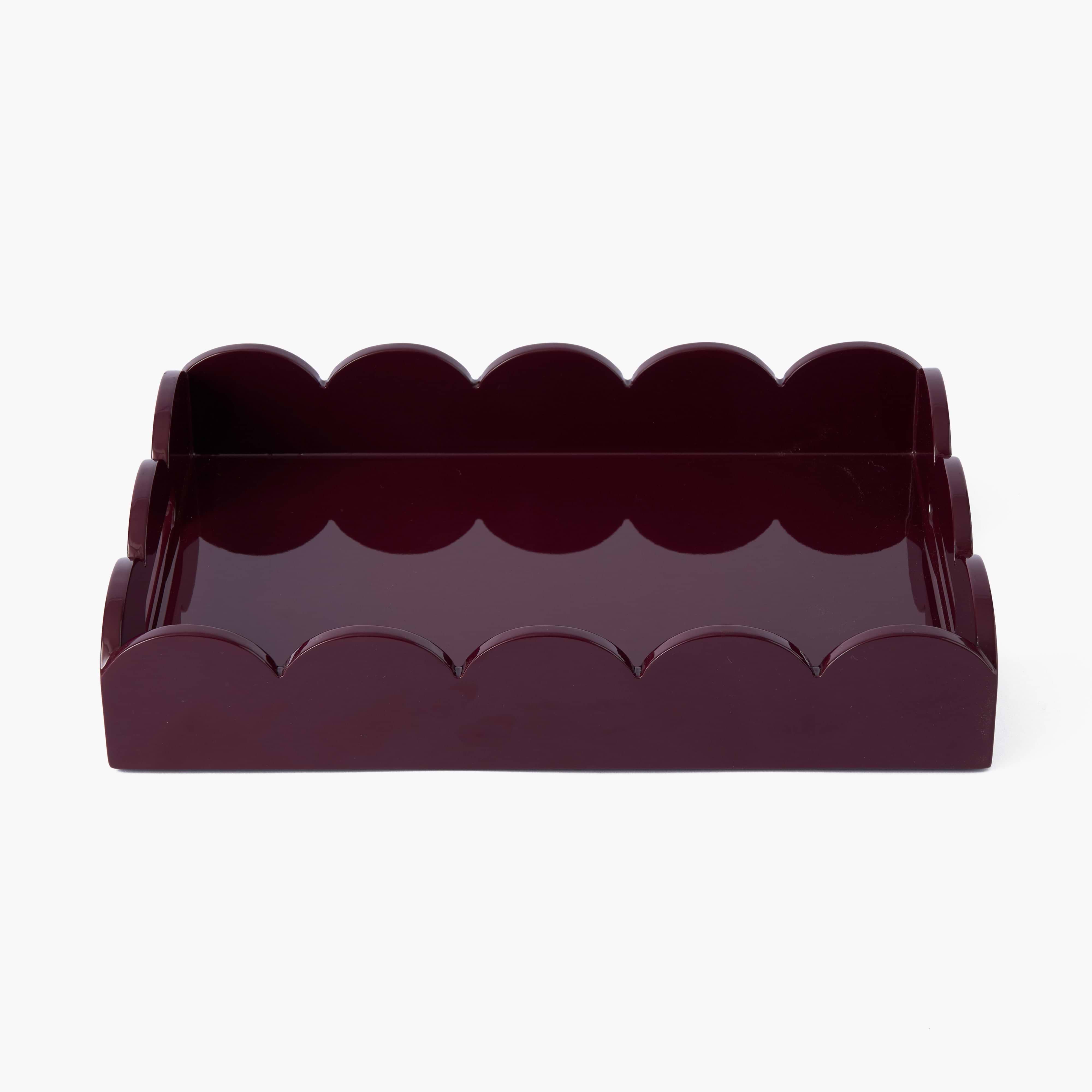 Burgundy Small Scalloped Lacquer Tray