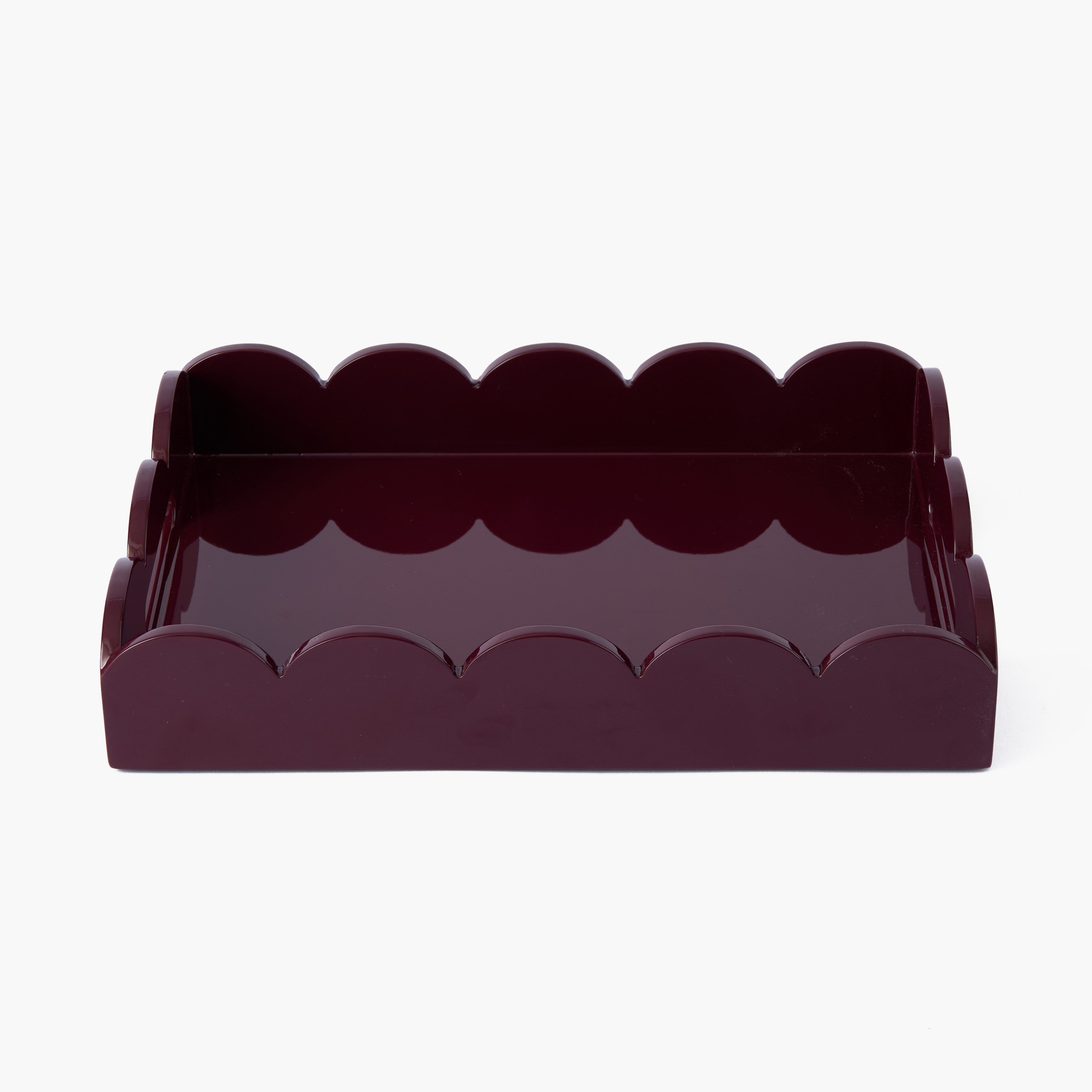 Burgundy Small Scalloped Lacquer Tray