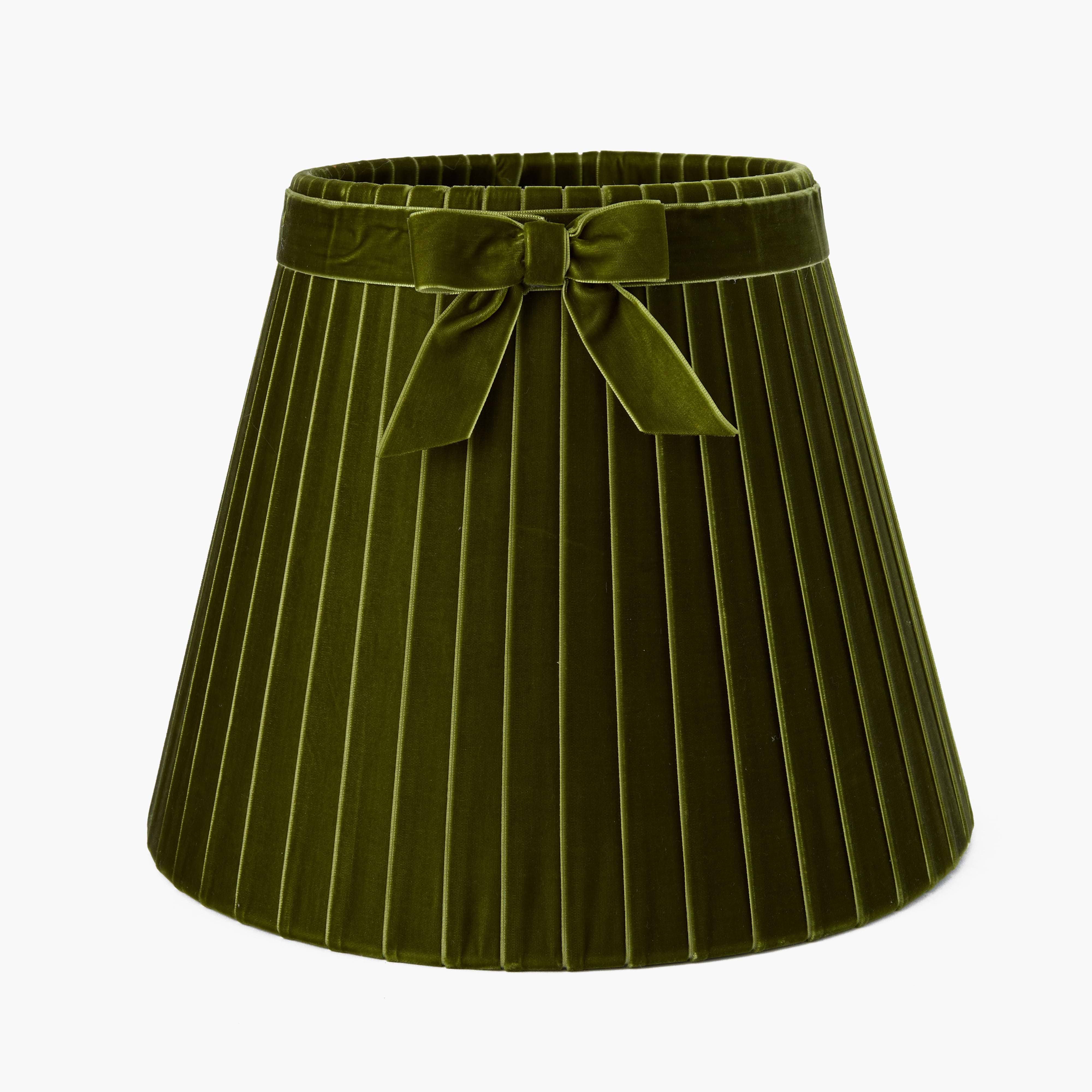 Olive Velvet Bow Lampshade (30cm)