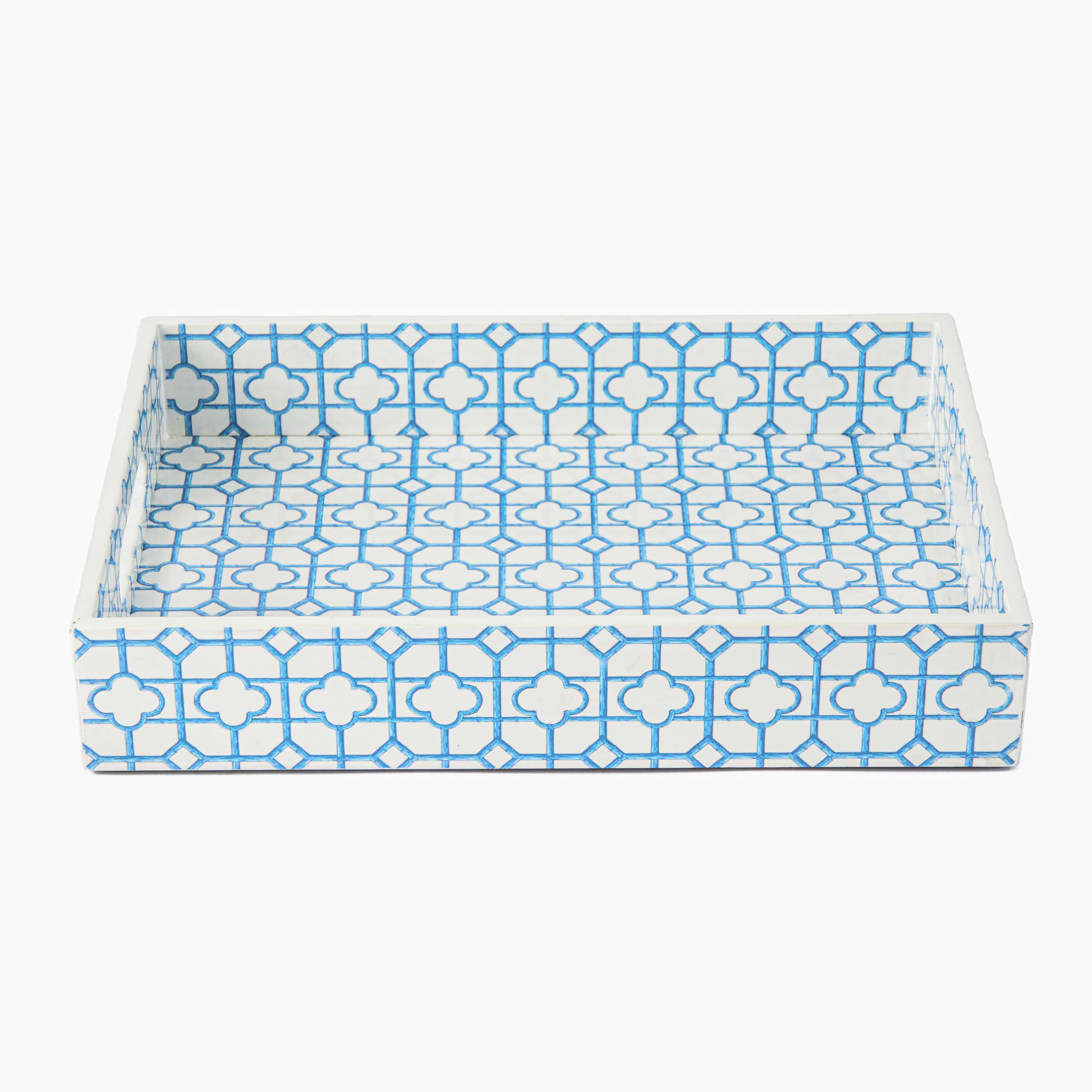 Blue Bamboo Trellis Lacquer Tray