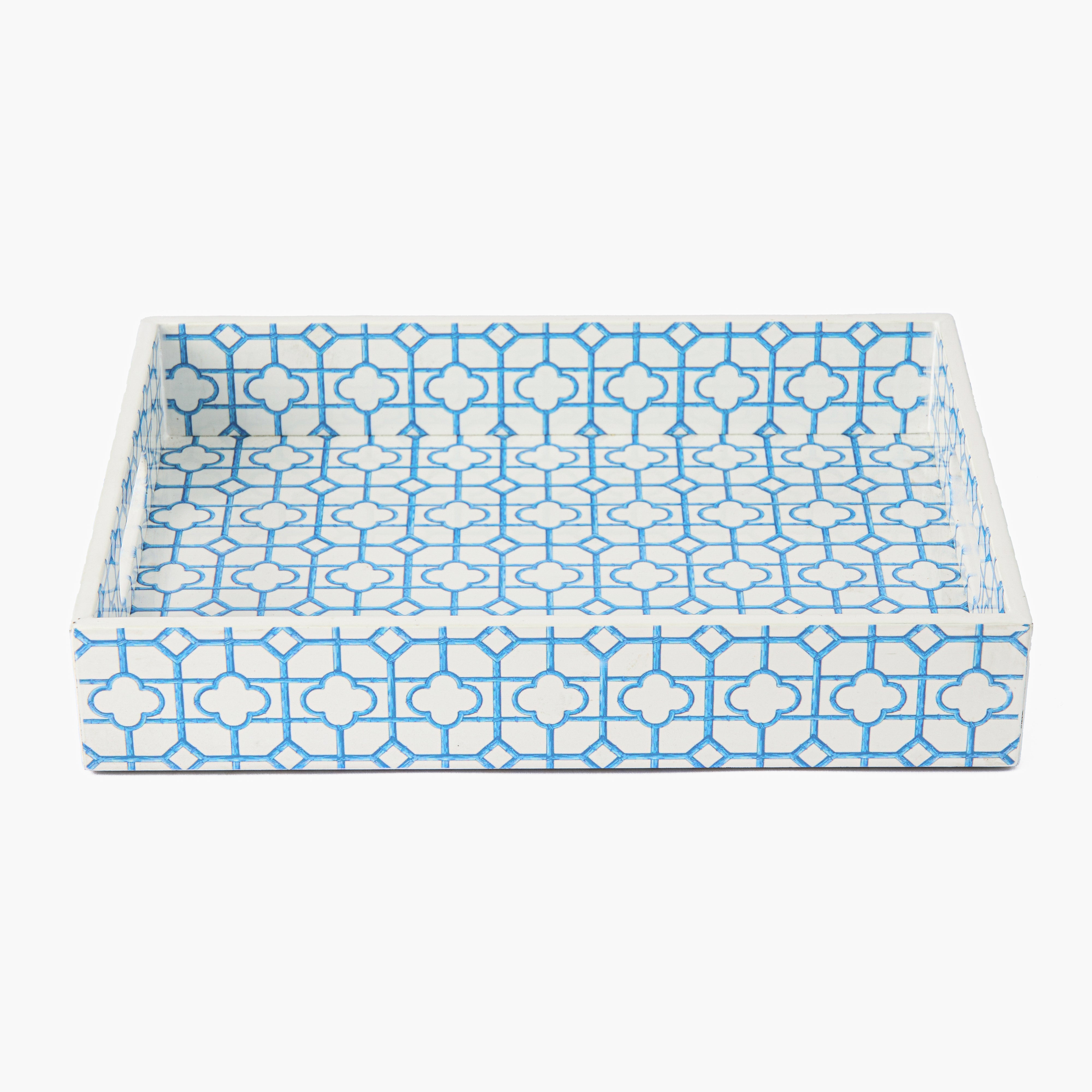 Blue Bamboo Trellis Lacquer Tray